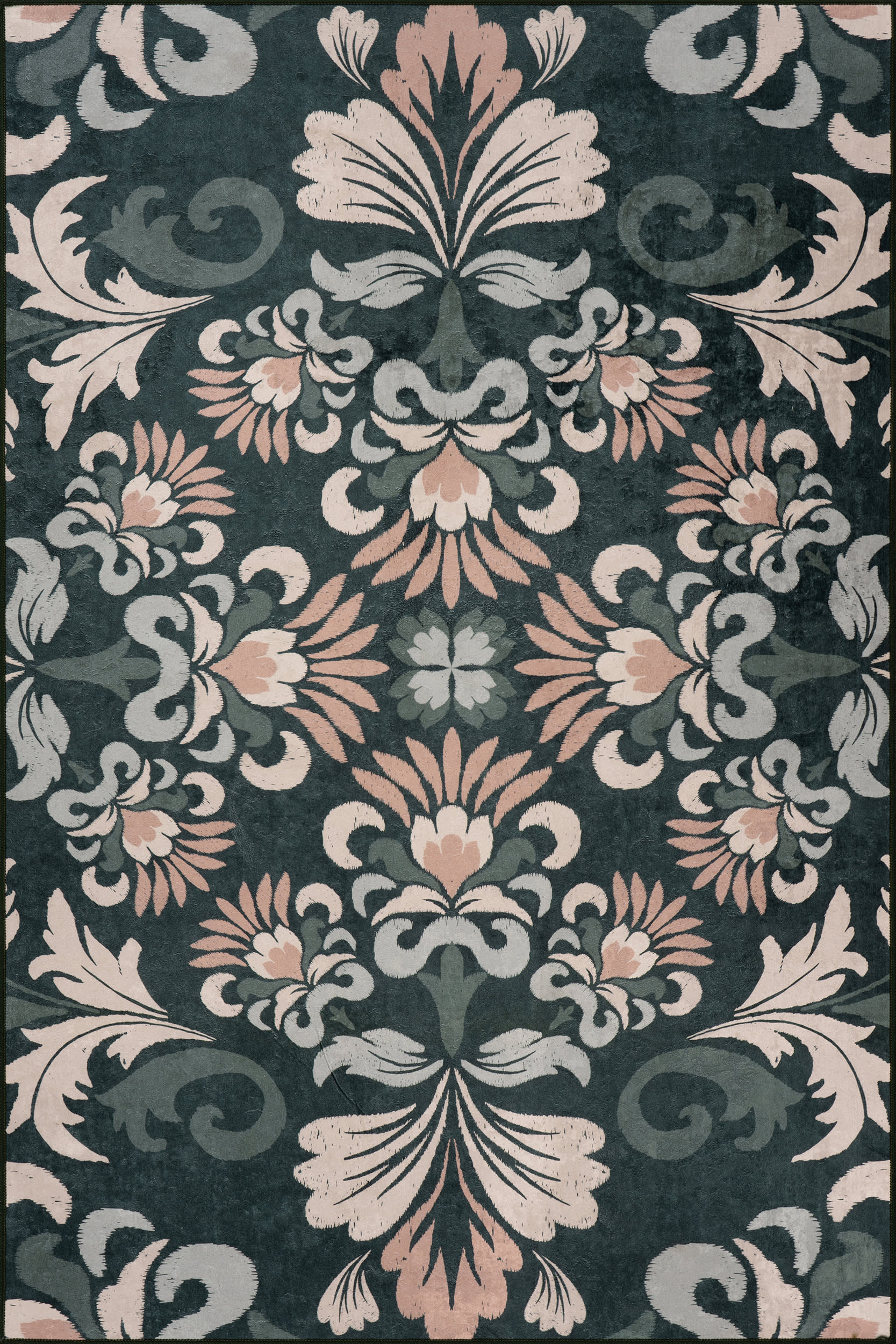 Fayna Floral Washable Rug | Green