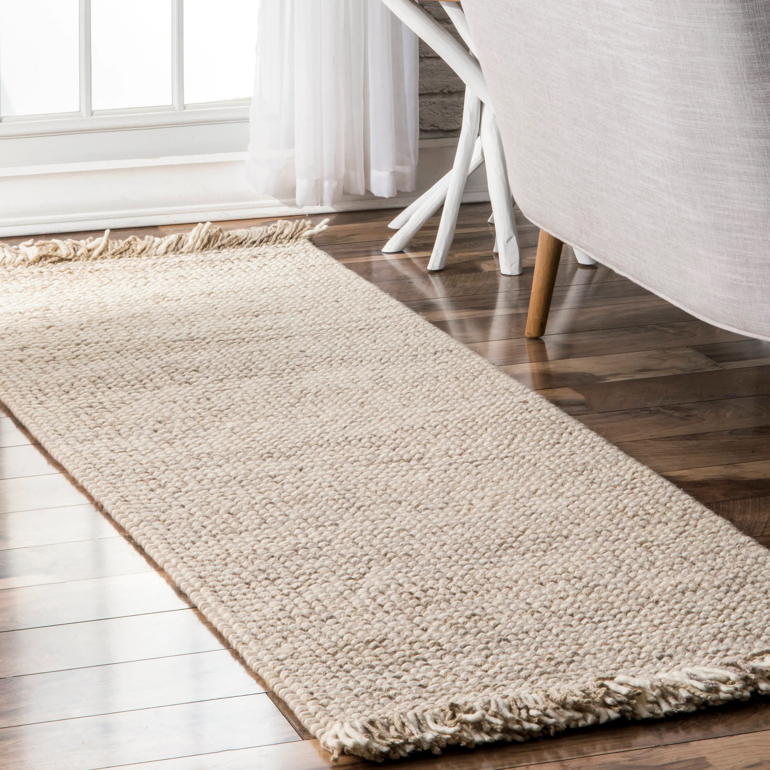 Felted Wool Tasseled Rug | Beige - Image 2