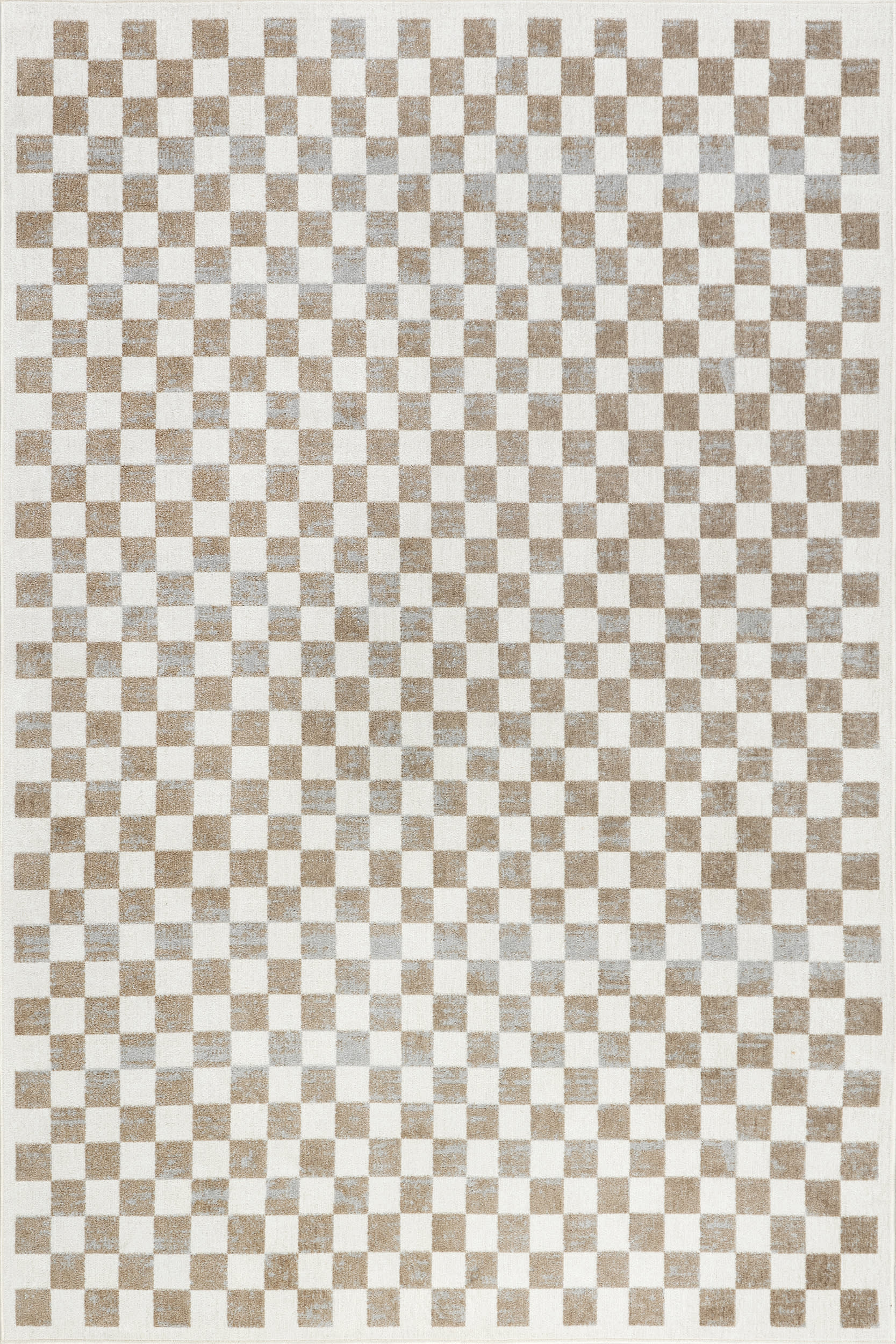Finley Retro Checkered Washable Rug | Beige