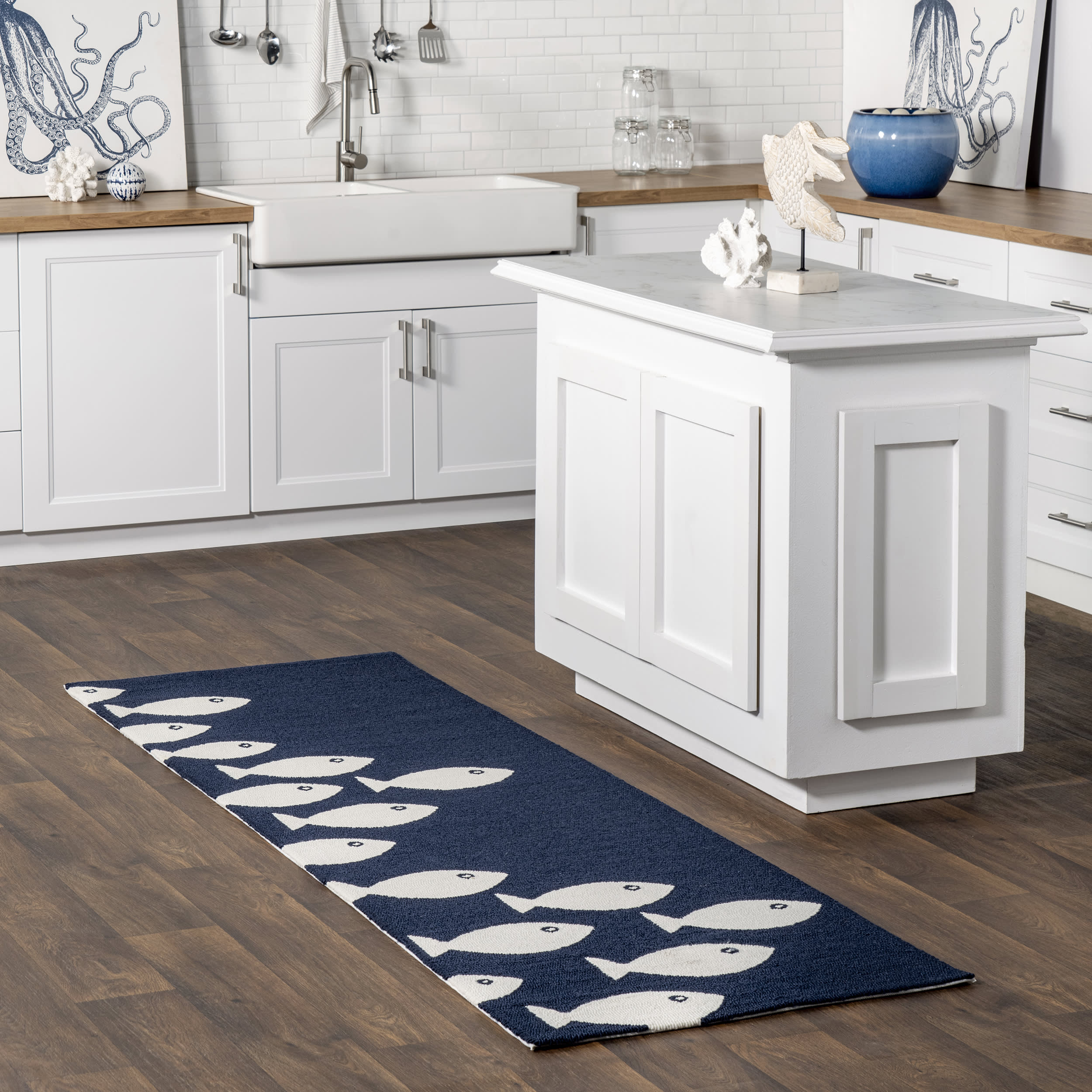 Fish Indoor/Outdoor Rug | Navy - Image 2