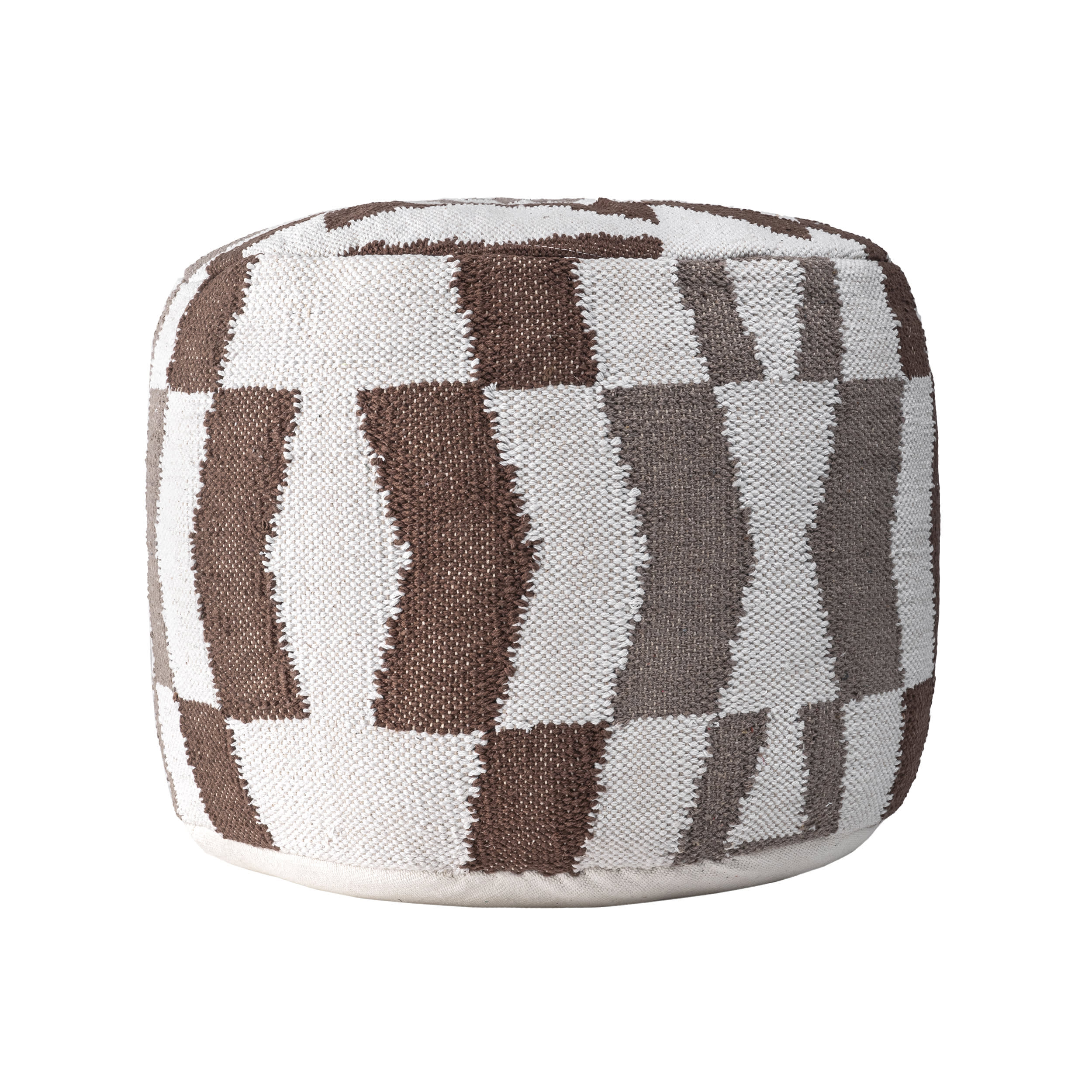 Flatwoven Herringbone Pouf | Ivory