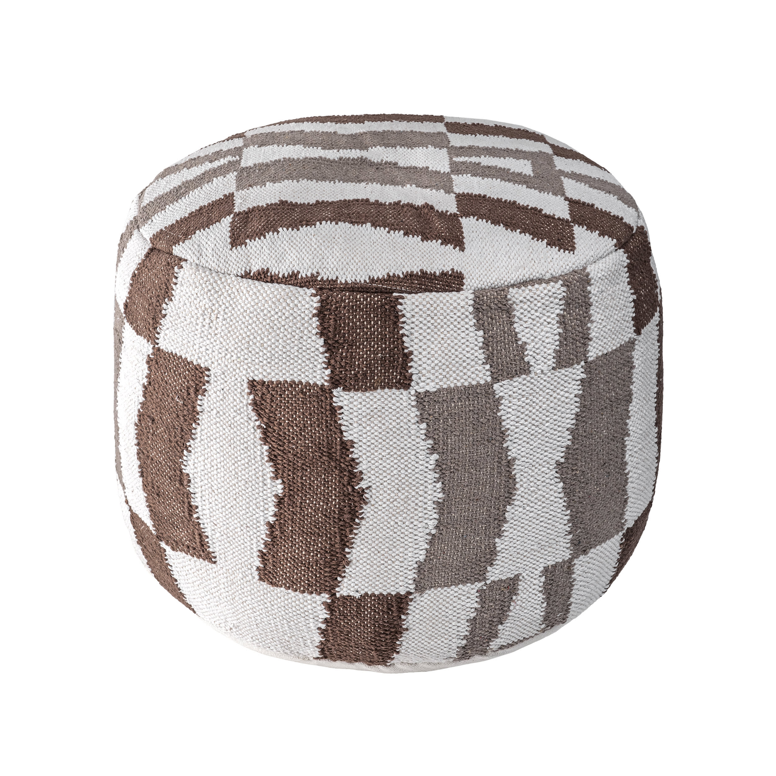 Flatwoven Herringbone Pouf | Ivory - Image 2