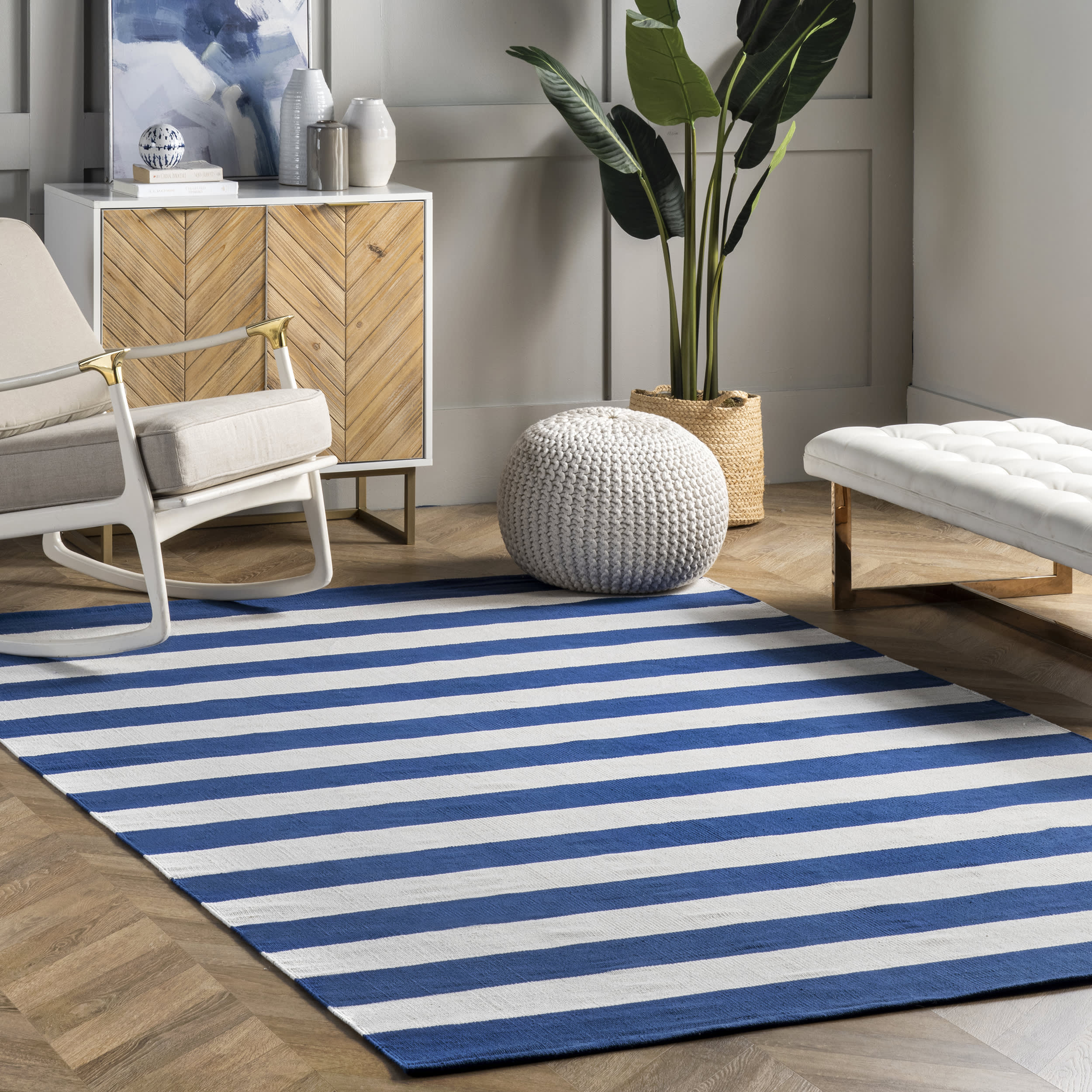 Flatwoven Regent Stripes Rug | Blue - Image 2