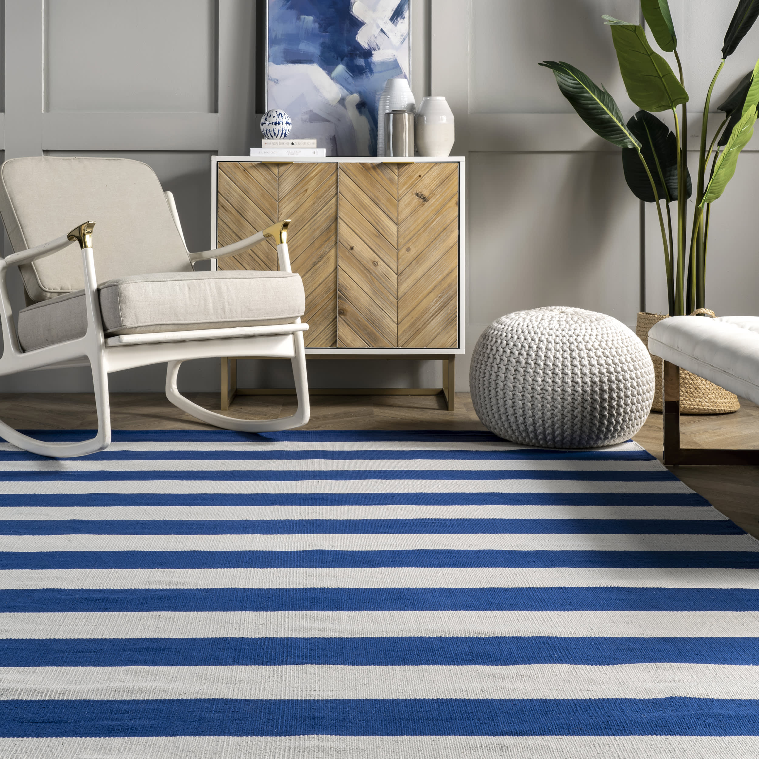 Flatwoven Regent Stripes Rug | Blue - Image 4