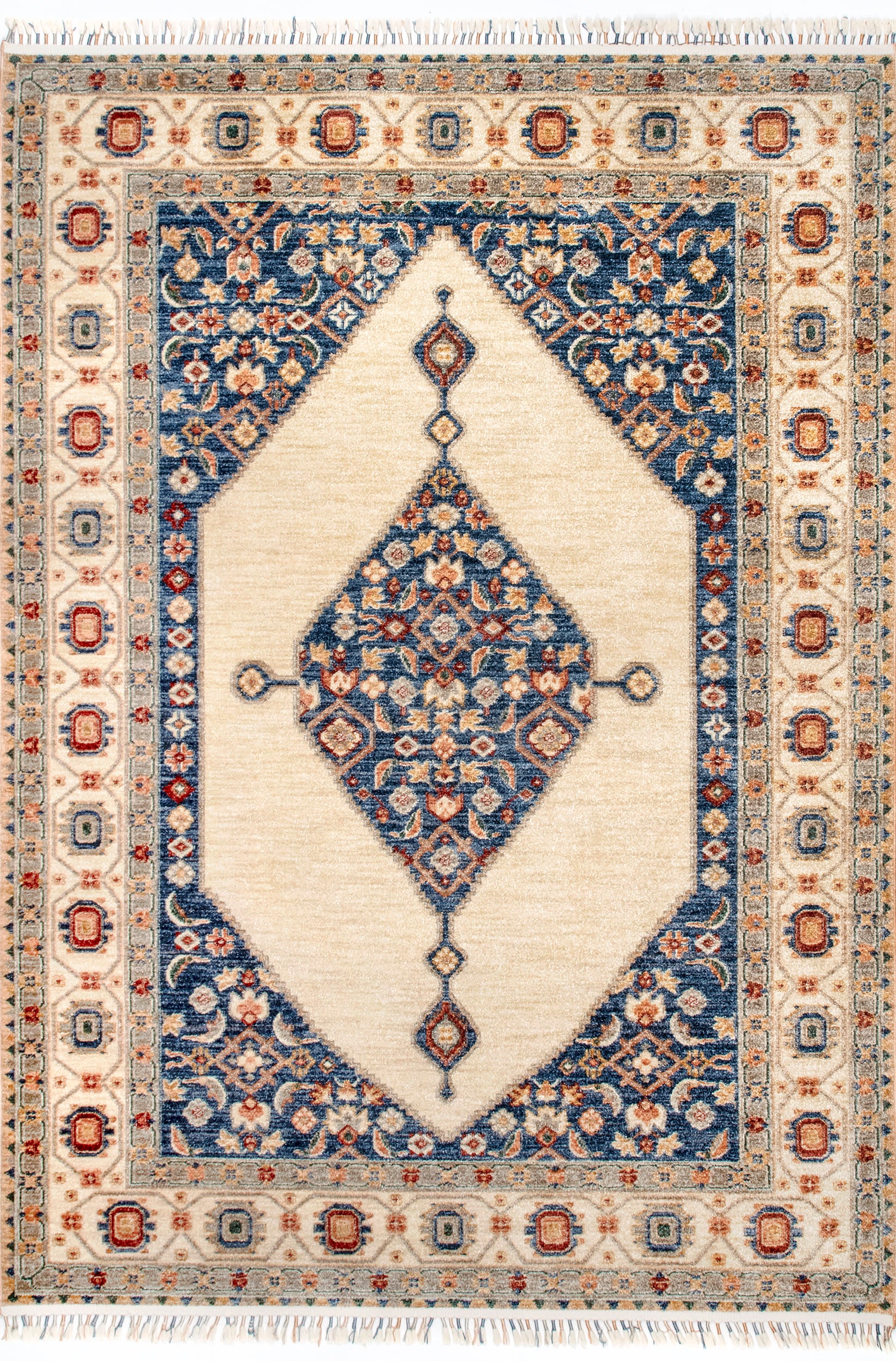 Floral Cardinal Medallion Rug | Ivory