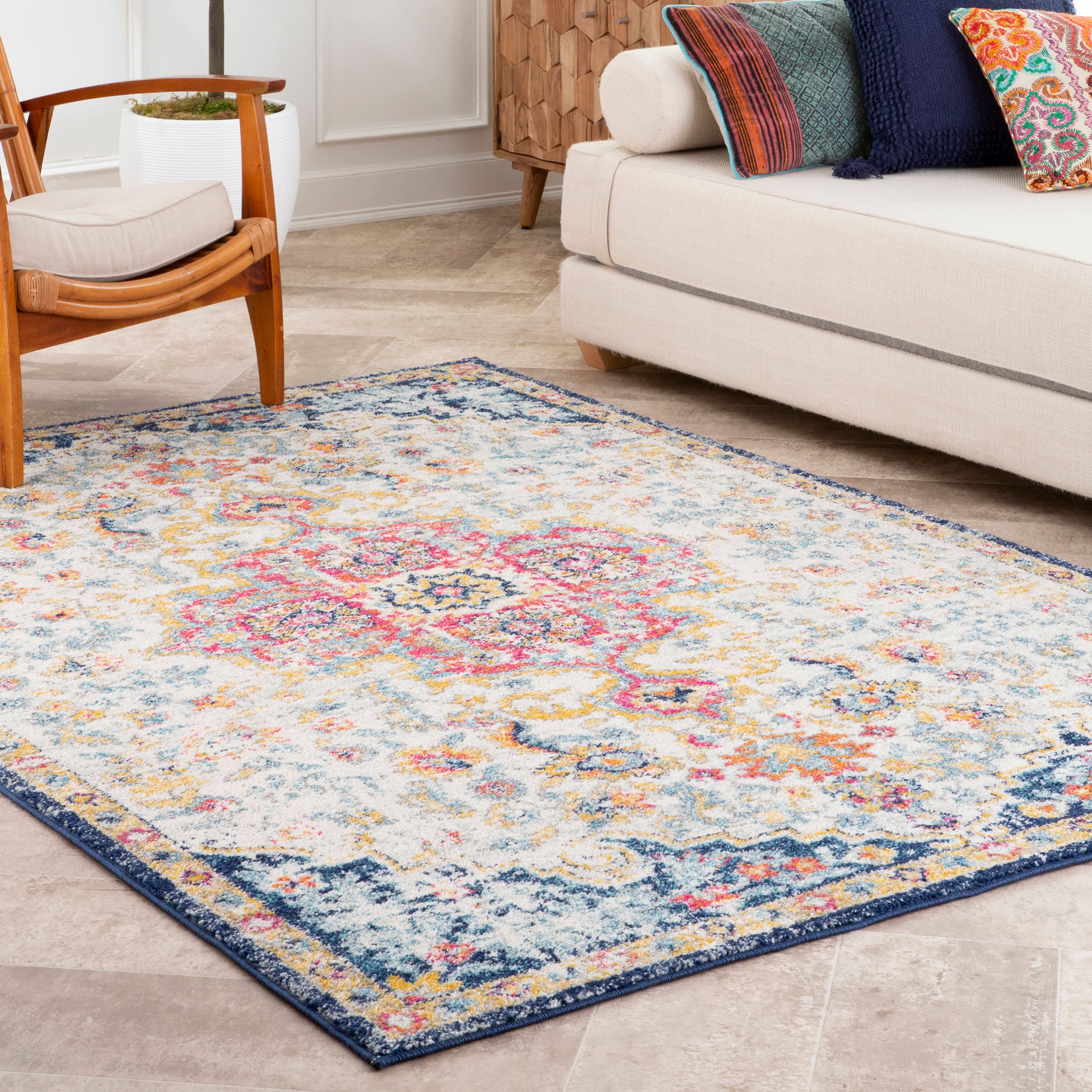 Floral Crowned Medallion Rug | Beige - Image 2