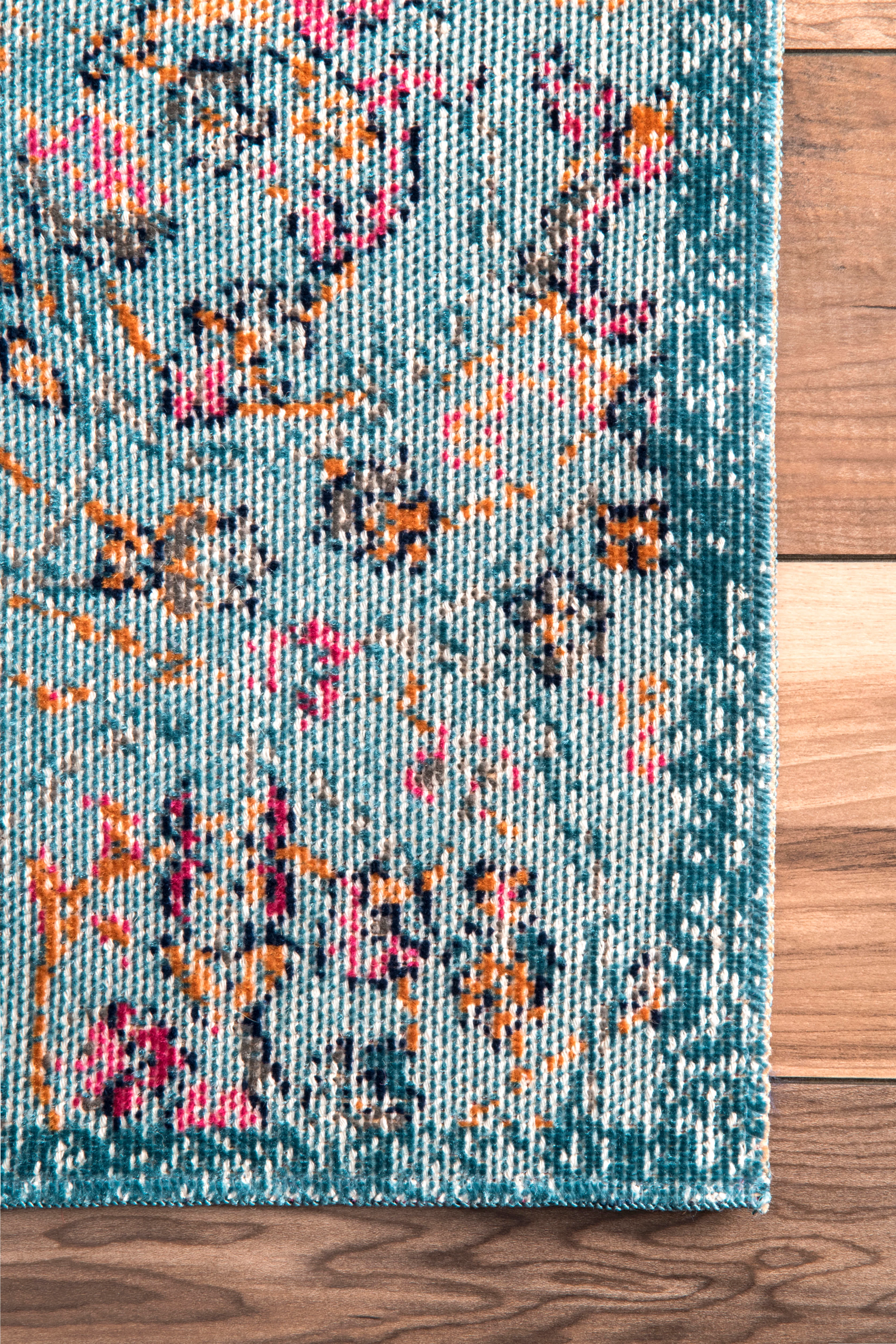 Floral Encompass Mandala Rug | Aqua - Image 3