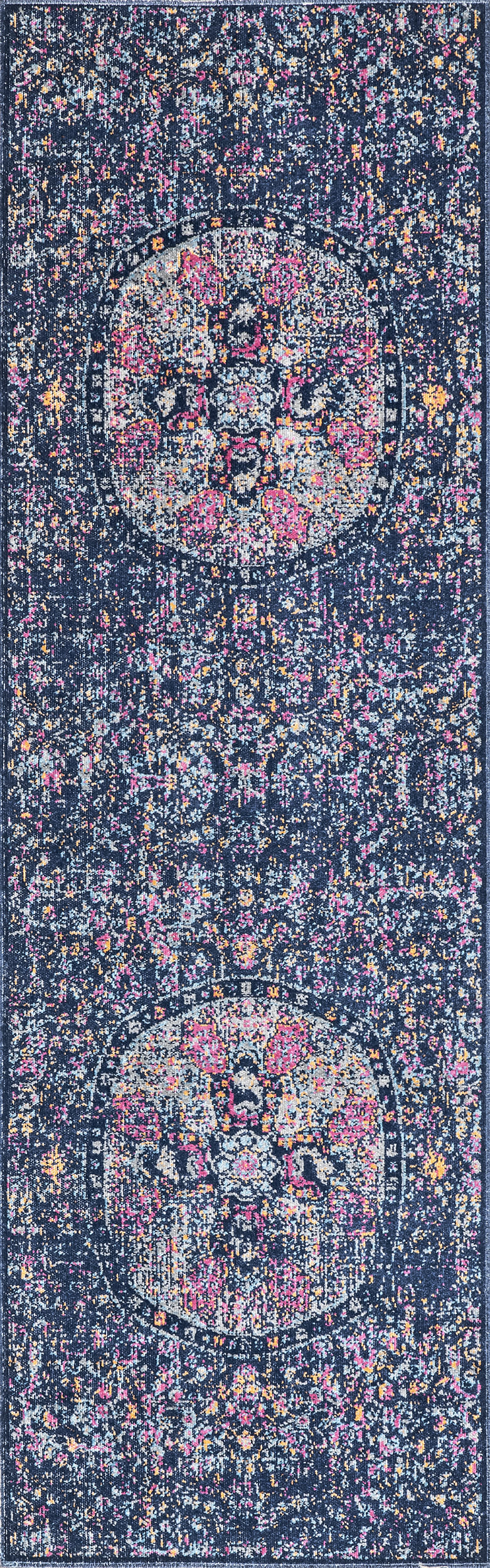 Floral Encompass Mandala Rug | Navy