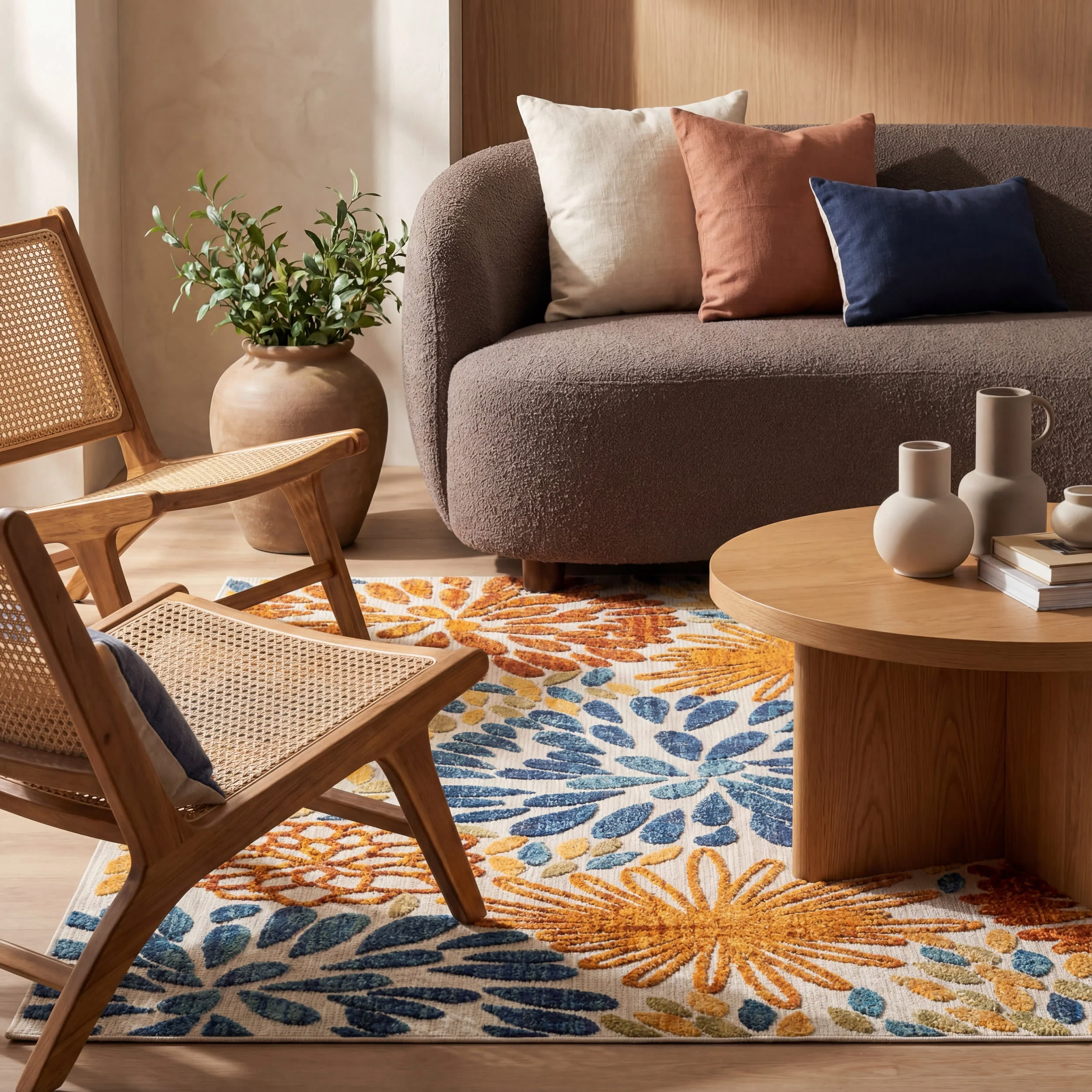 Floral Fireworks Indoor/Outdoor Rug | Blue - Image 4