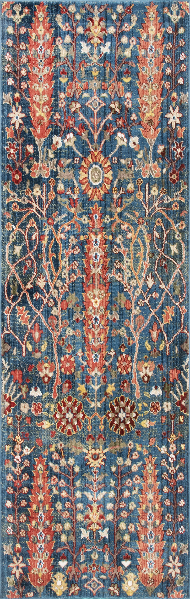 Floral Fringed Rug | Blue