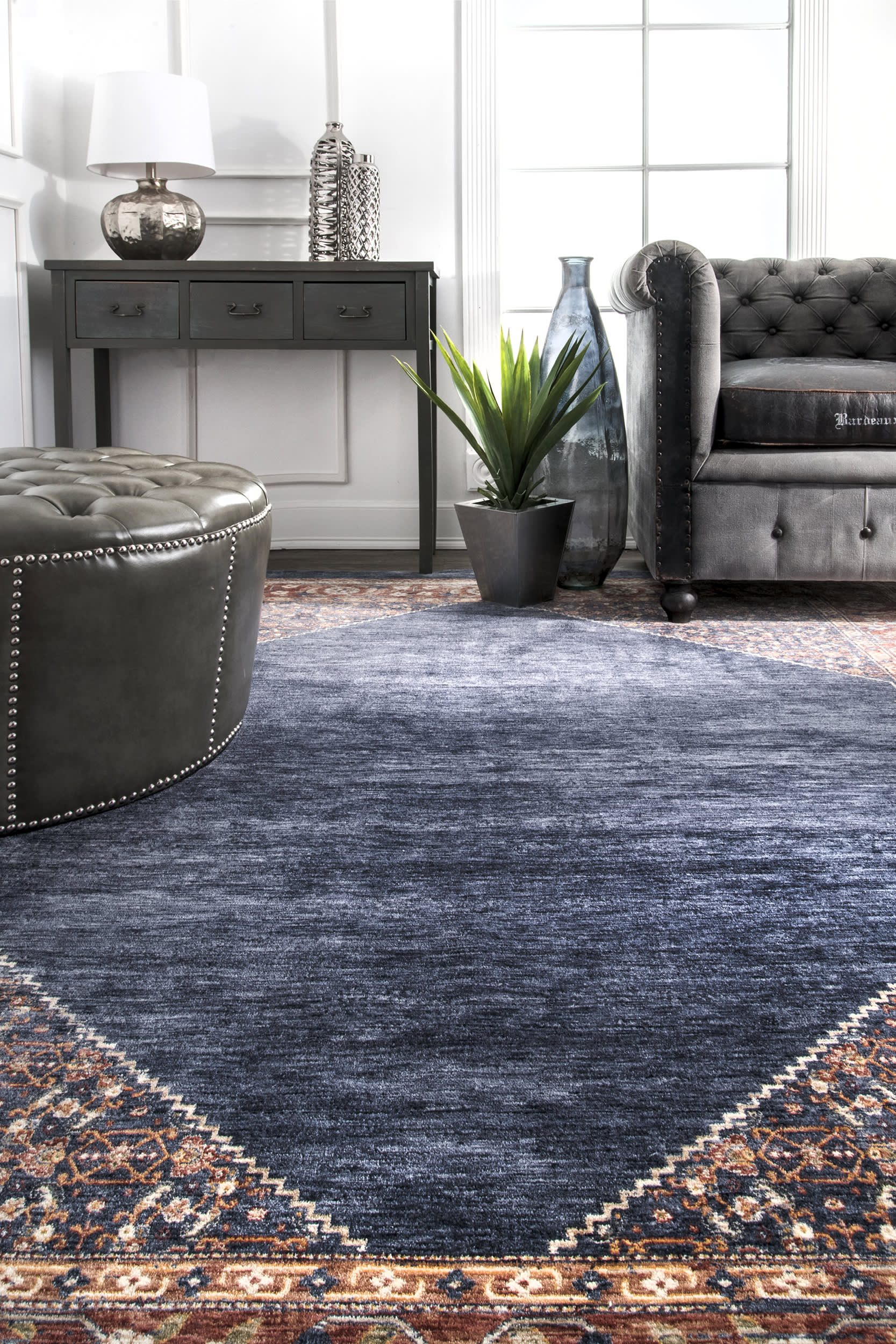 Floral Leisure Rug | Navy - Image 4