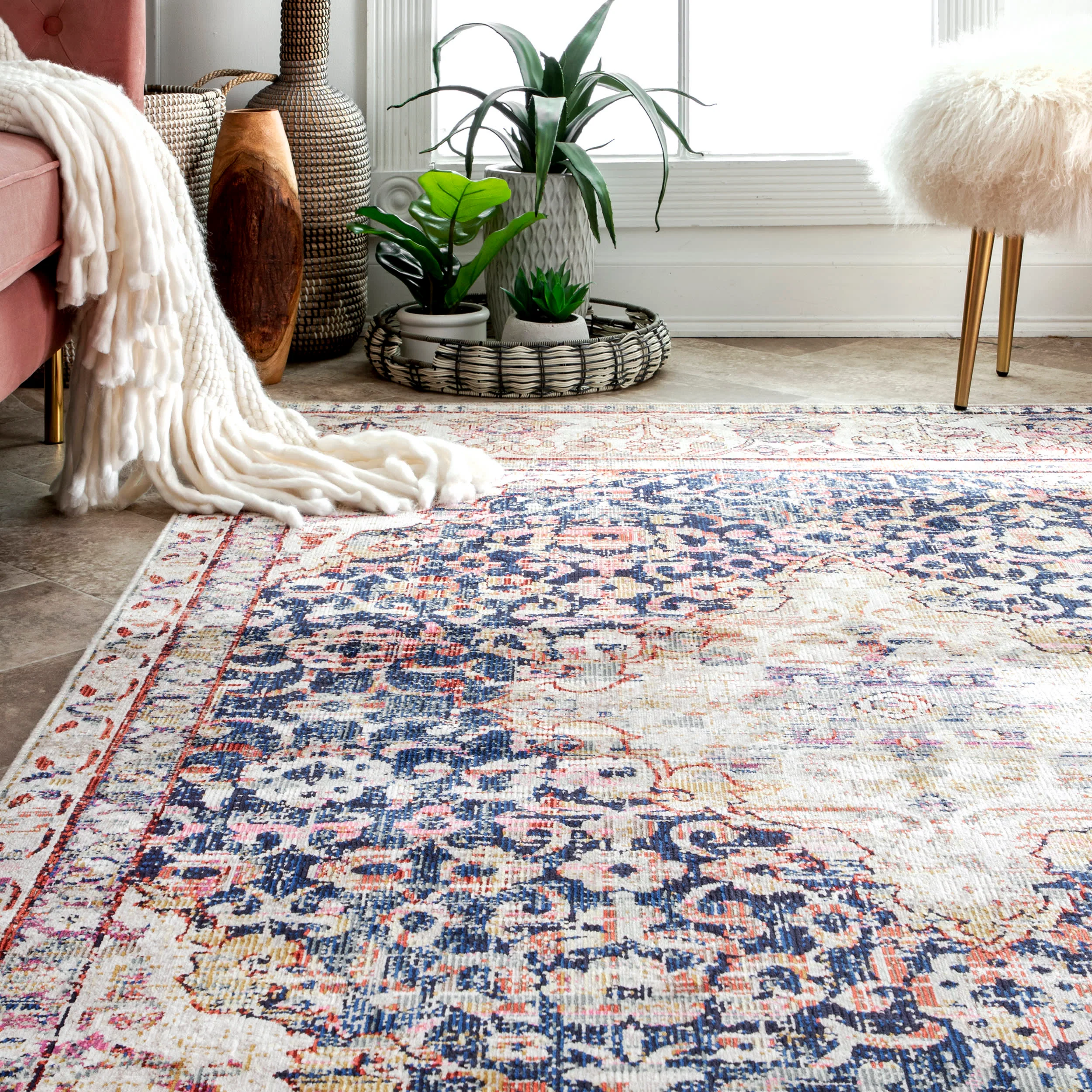 Floral Medallion Rug | Multicolor - Image 4