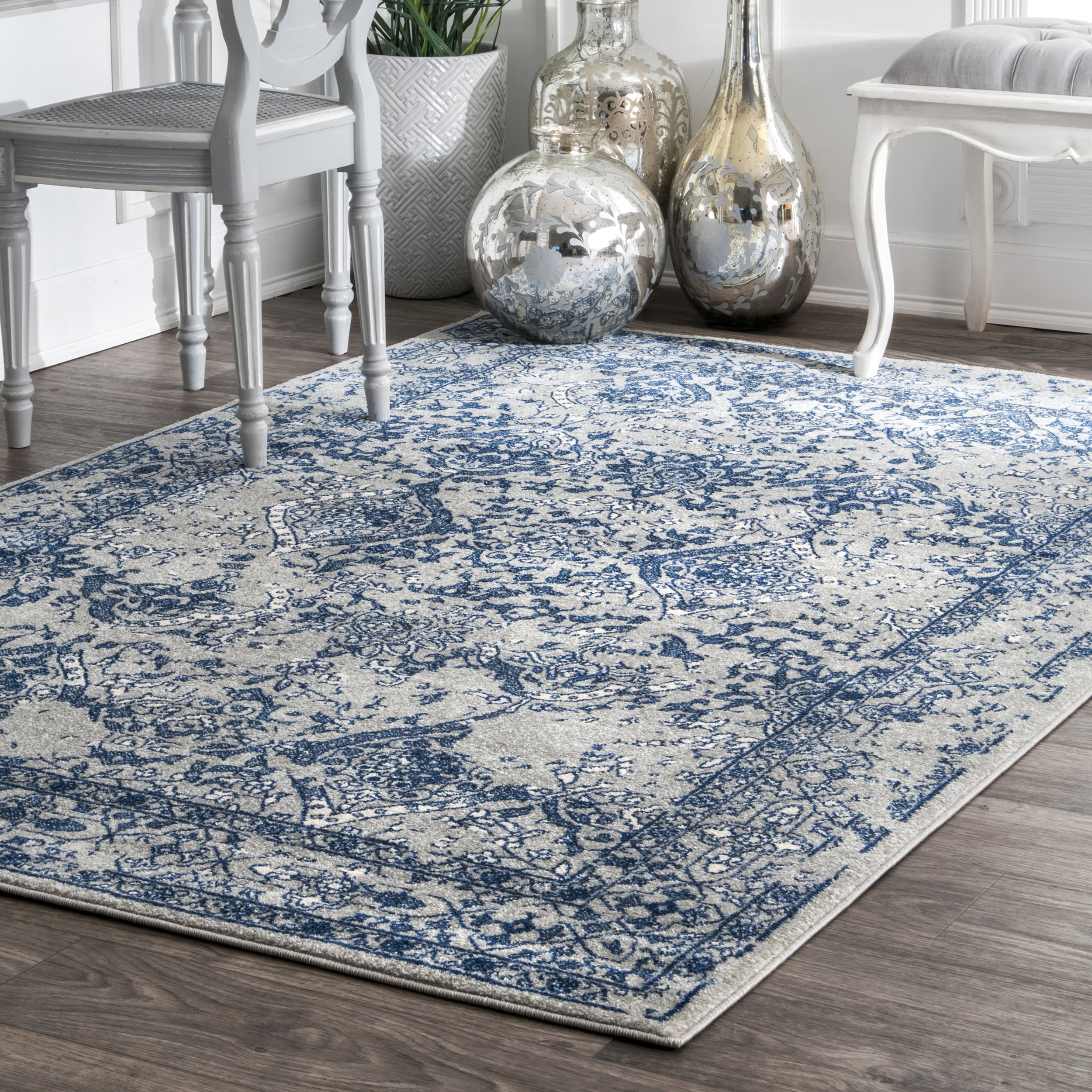 Floral Ornament Rug | Blue - Image 2