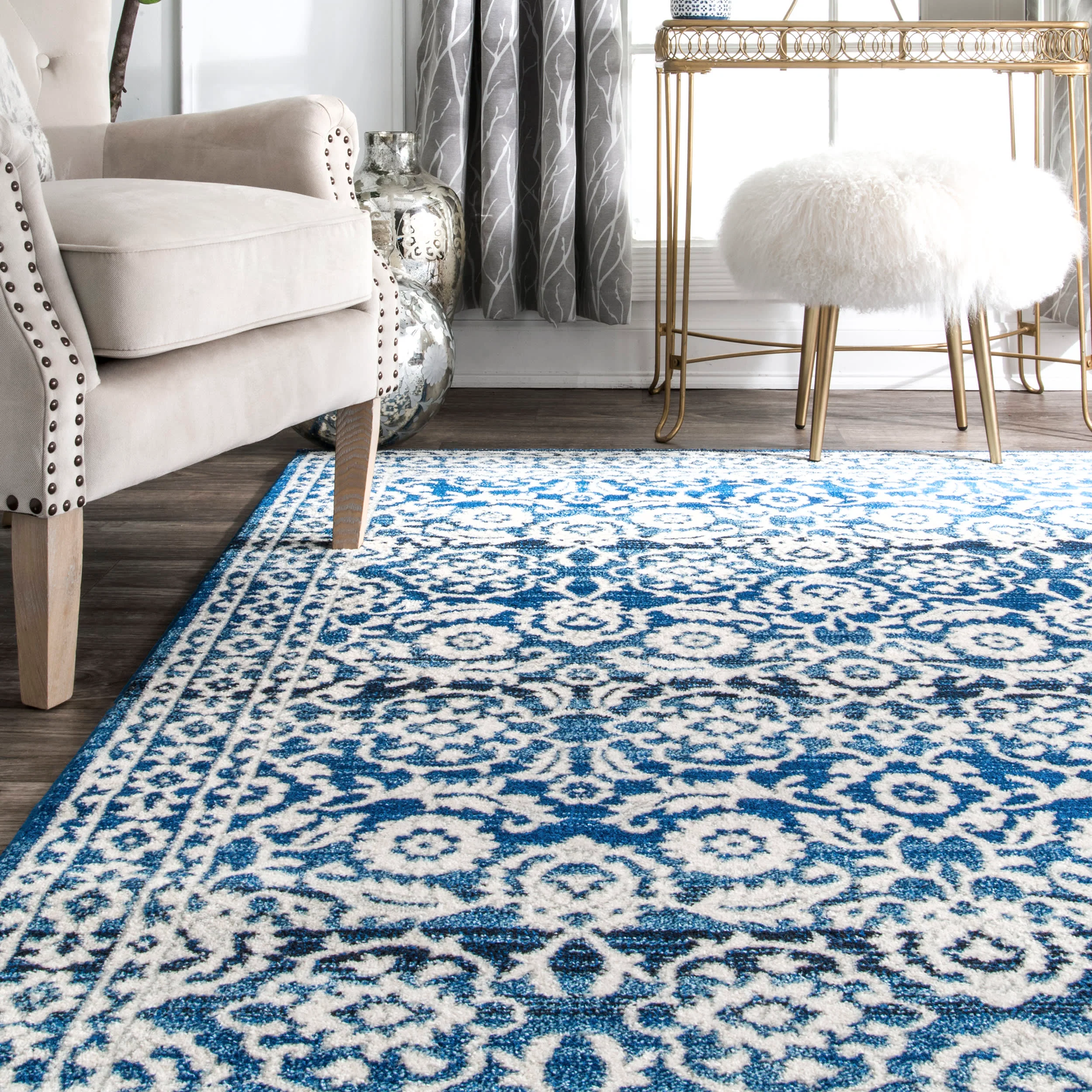 Floral Symphony Rug | Dark Blue - Image 4