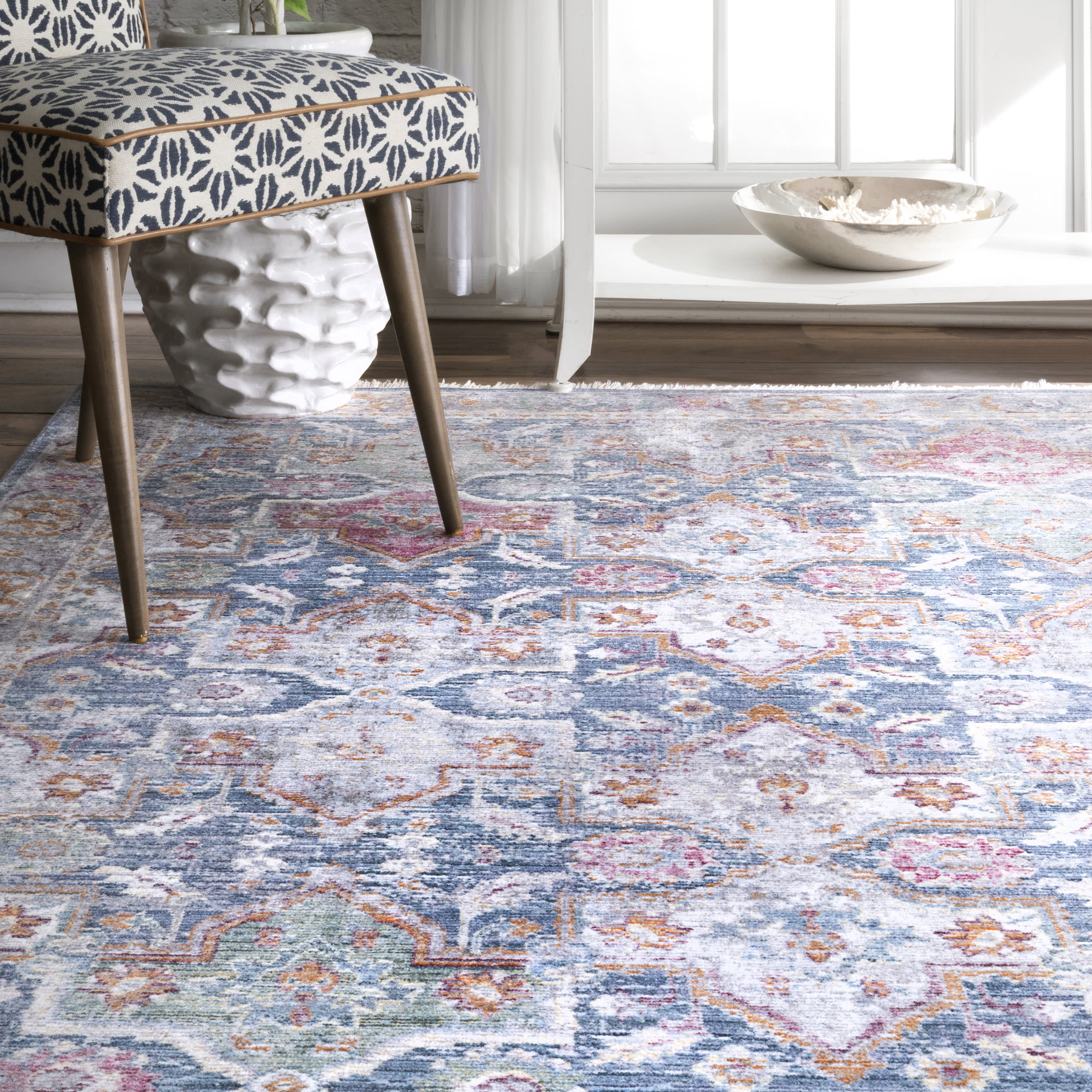 Floral Tessellation Fringe Rug | Multicolor - Image 4