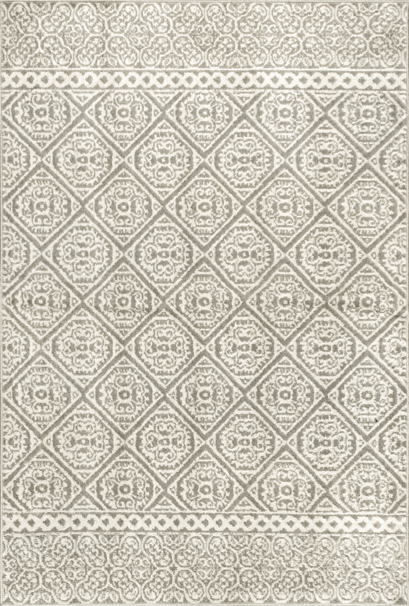 Floral Tiles Rug | Grey