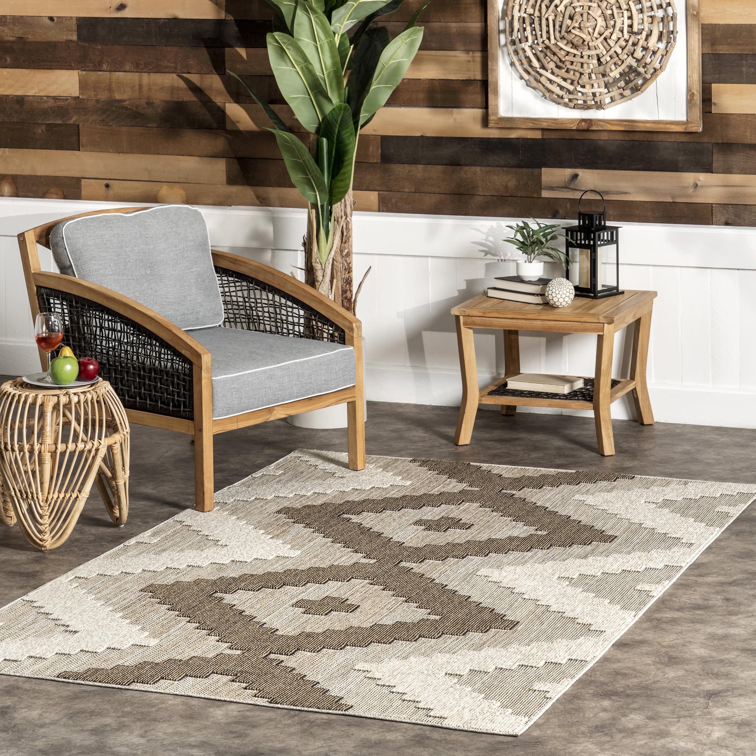 Florencia Indoor/Outdoor Trellis Rug | Beige - Image 2