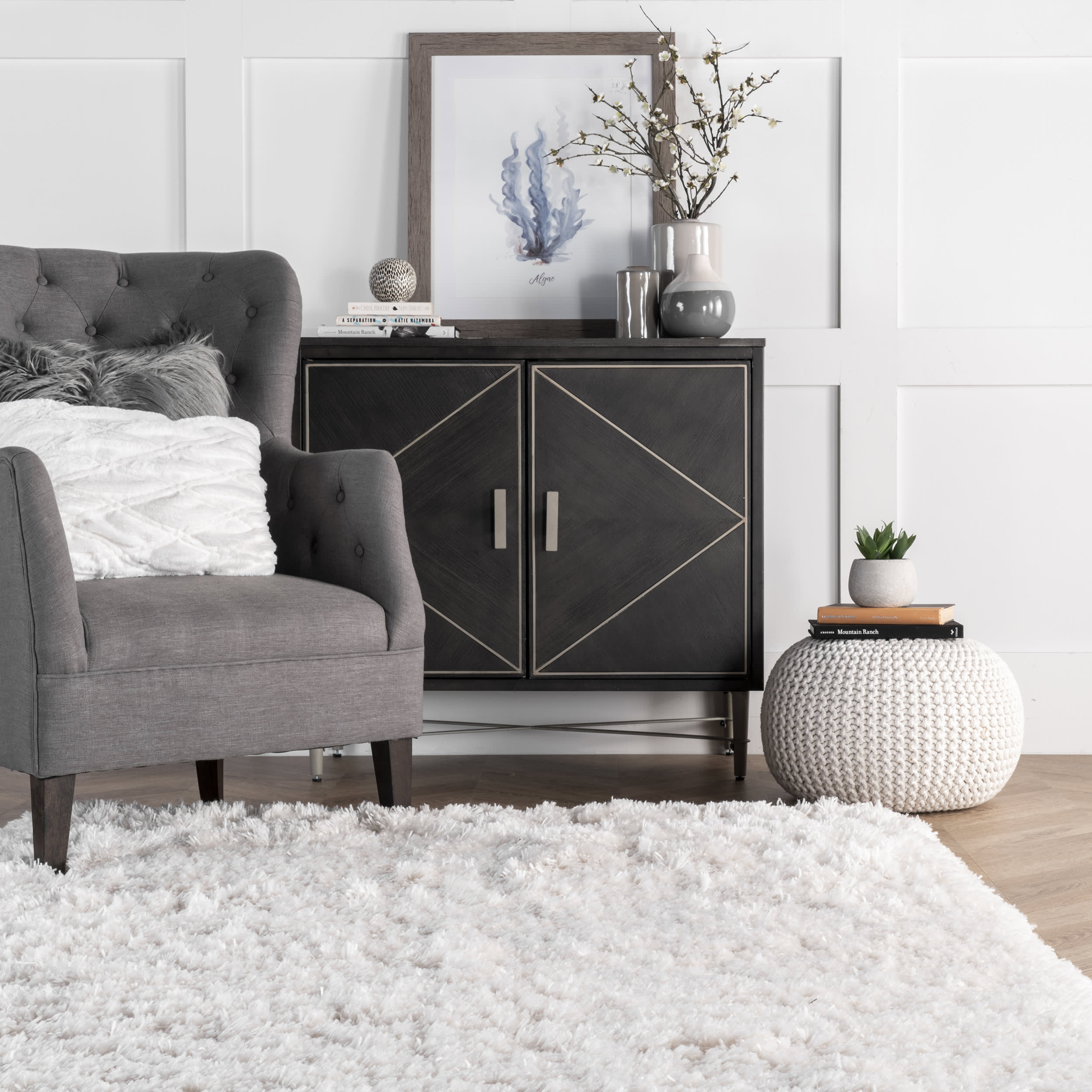 Fluffy Speckled Shag Rug | Ivory - Image 4
