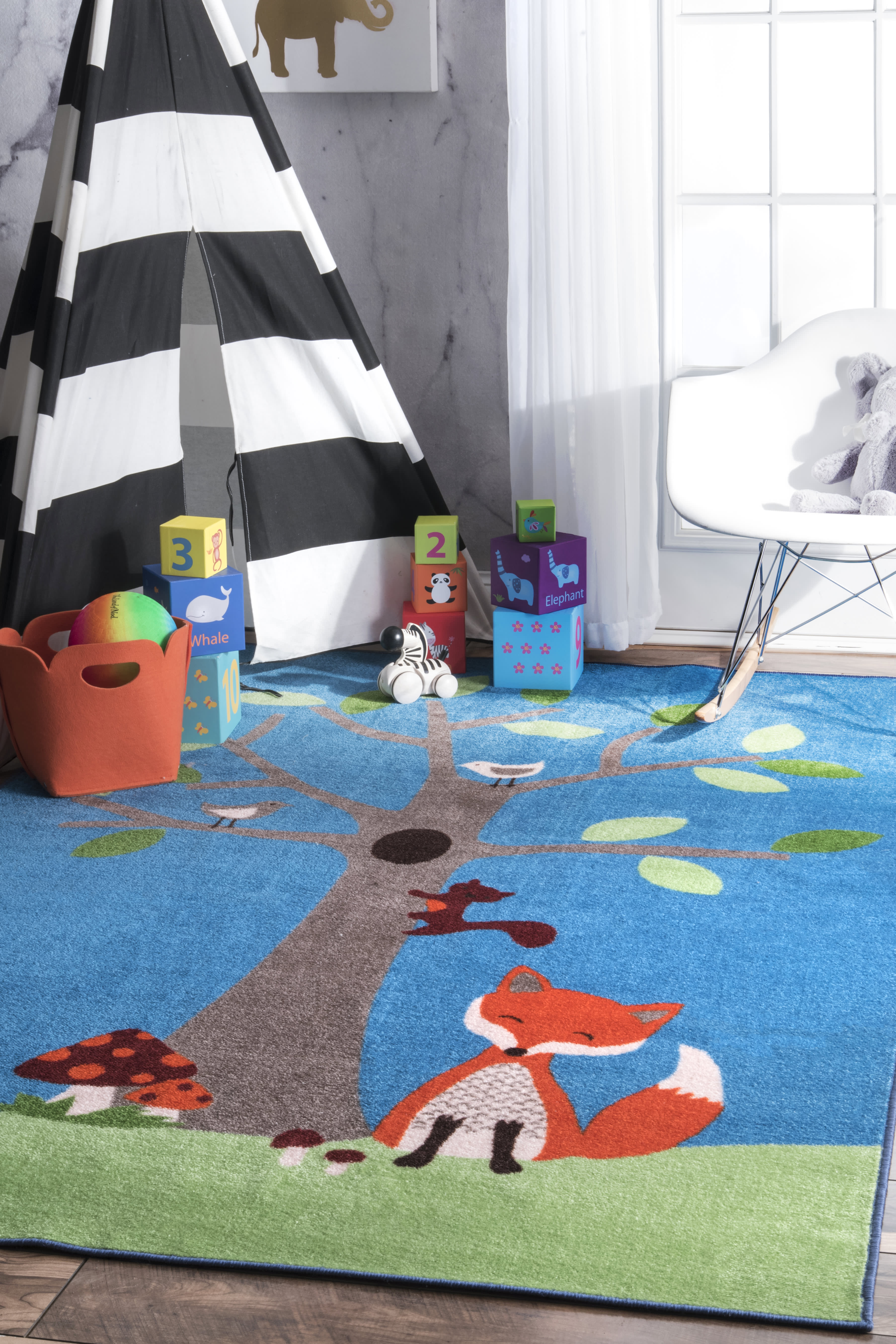 Fox And Tree Friends Printed Rug | Multicolor - Image 2