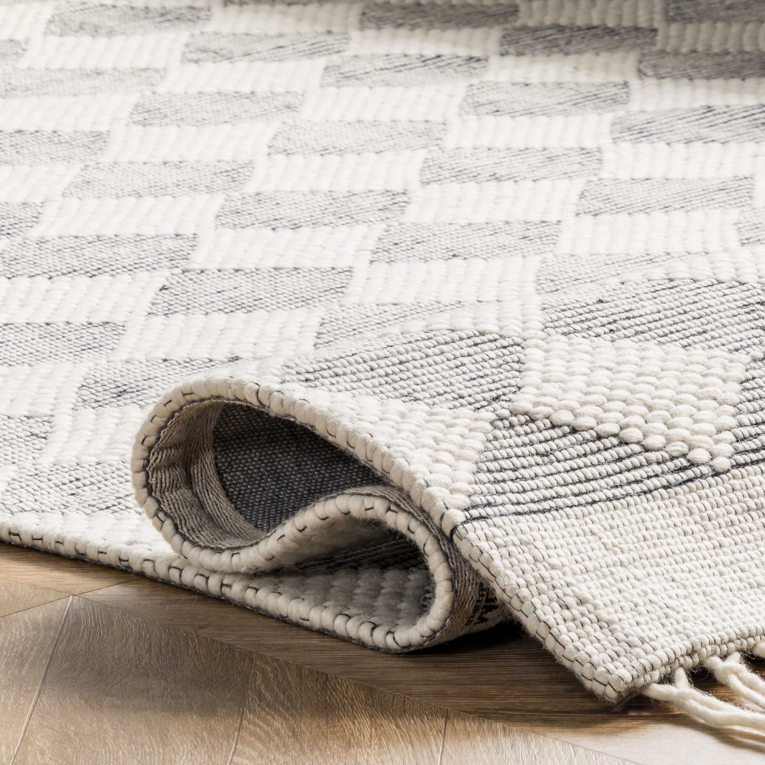 Fractal Diamond Wool Rug | Grey - Image 5