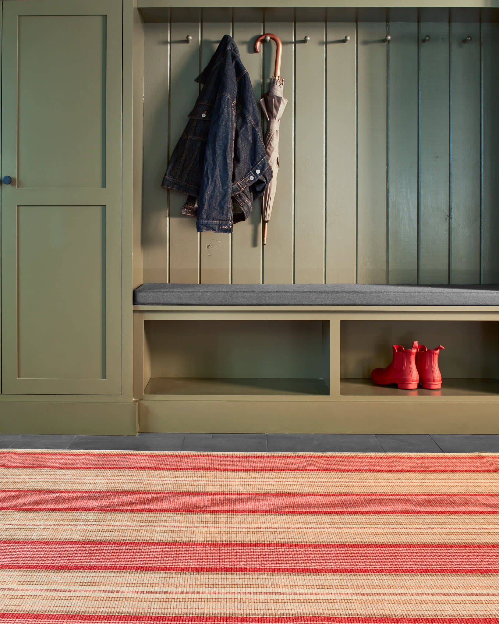 Framboise Ticking Machine Washable Rug | Multi - Image 2