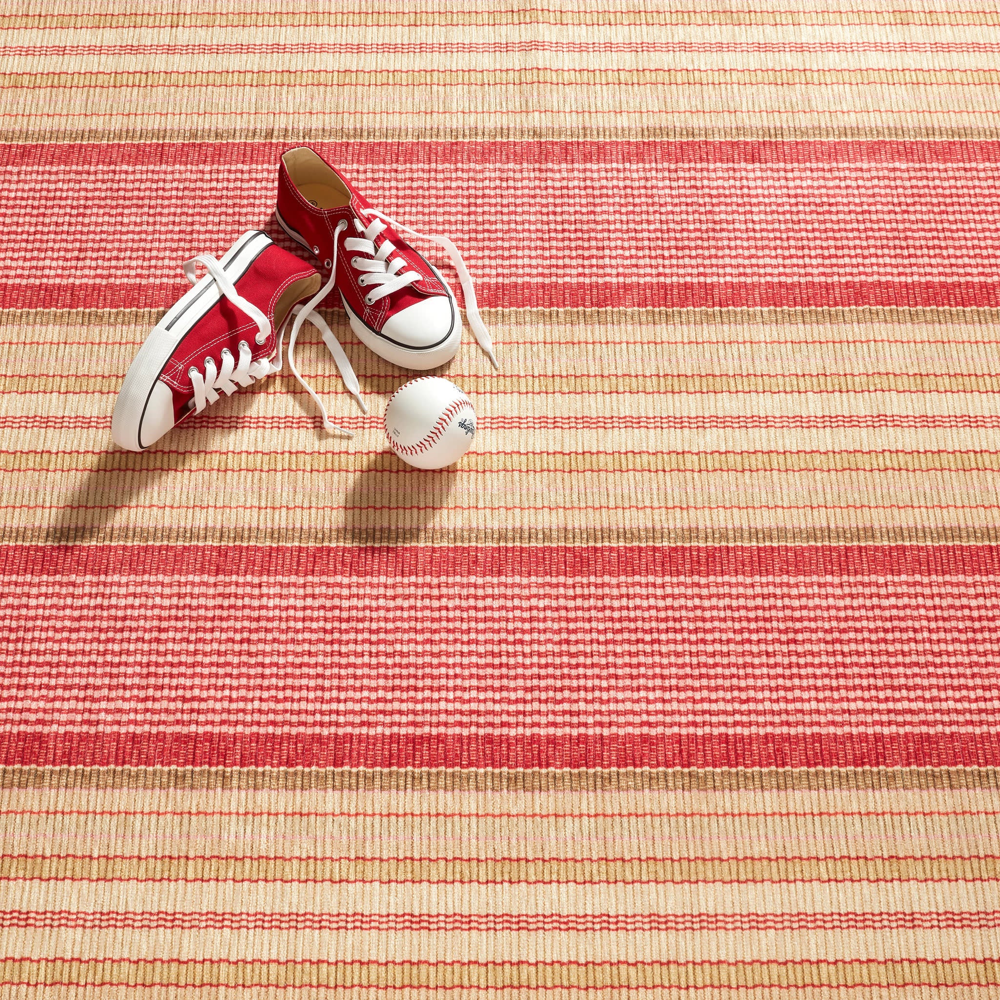 Framboise Ticking Machine Washable Rug | Multi - Image 4
