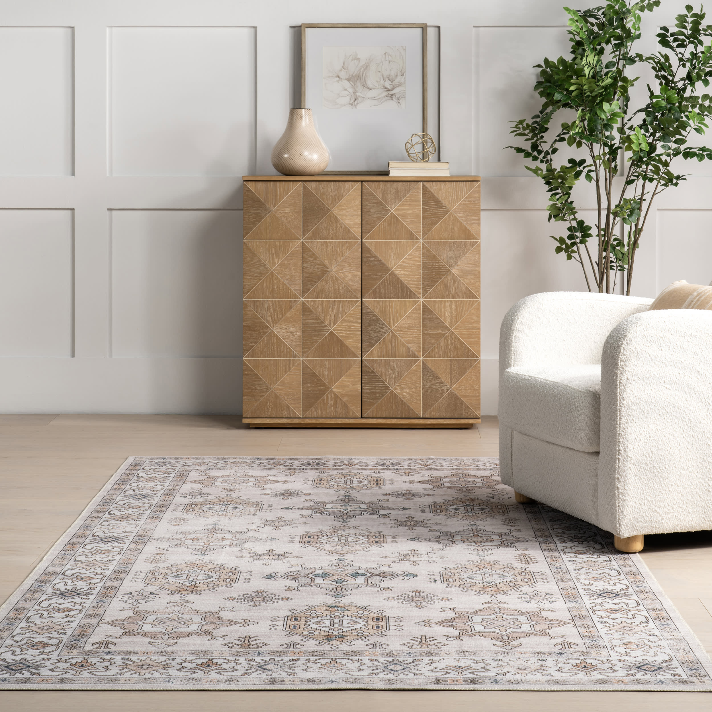 Francesca Timeworn Charm Washable Rug | Ivory - Image 4