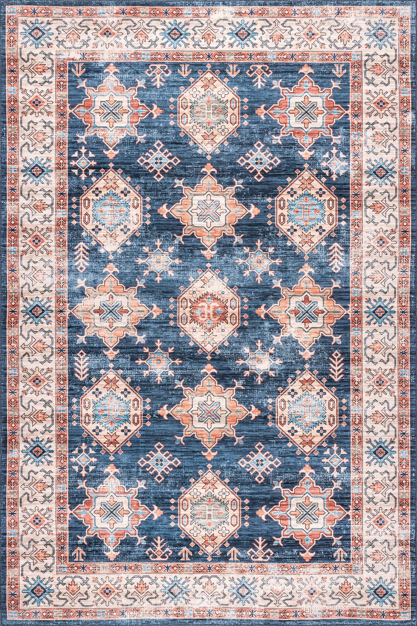 Francesca Timeworn Charm Washable Rug | Navy