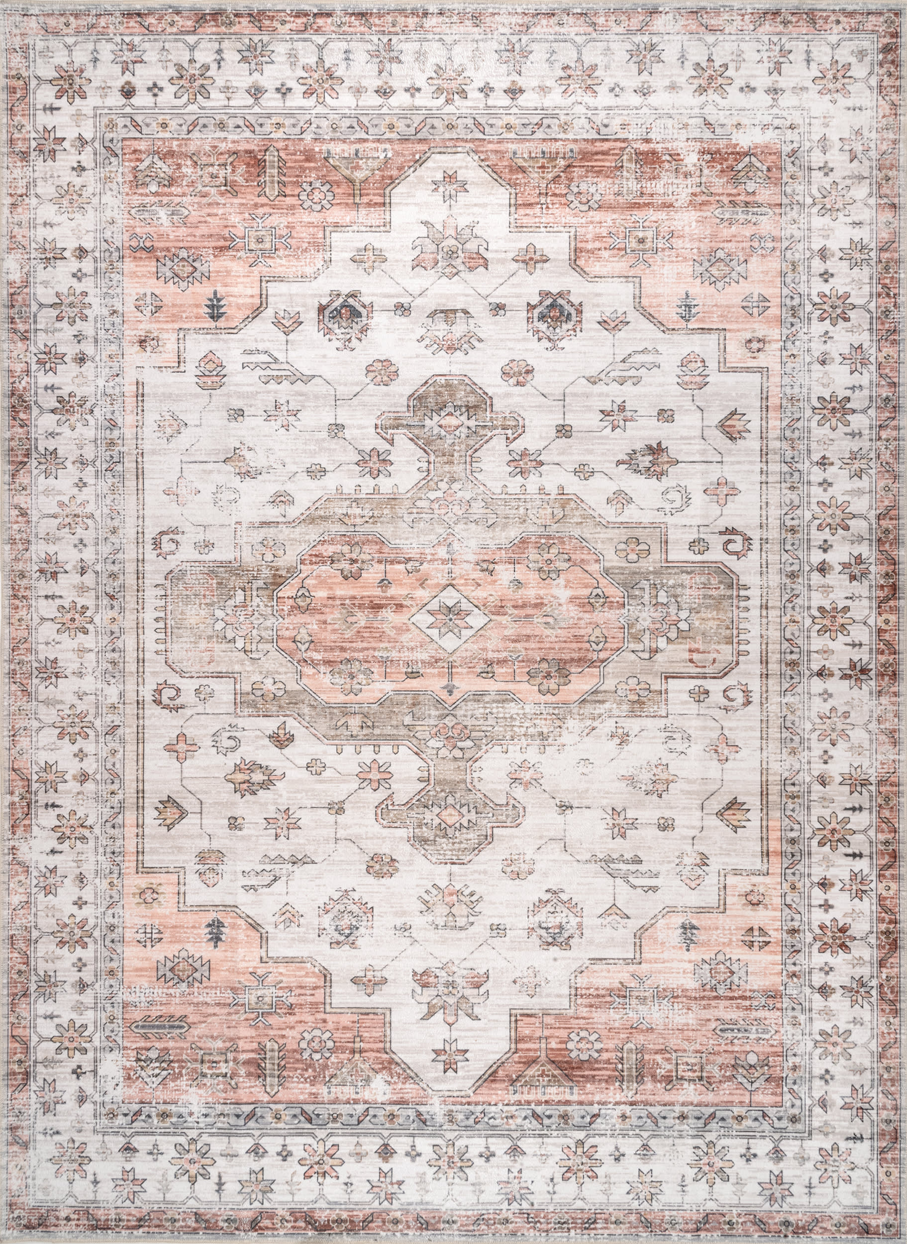 Francis Cartouche Medallion Washable Rug | Beige