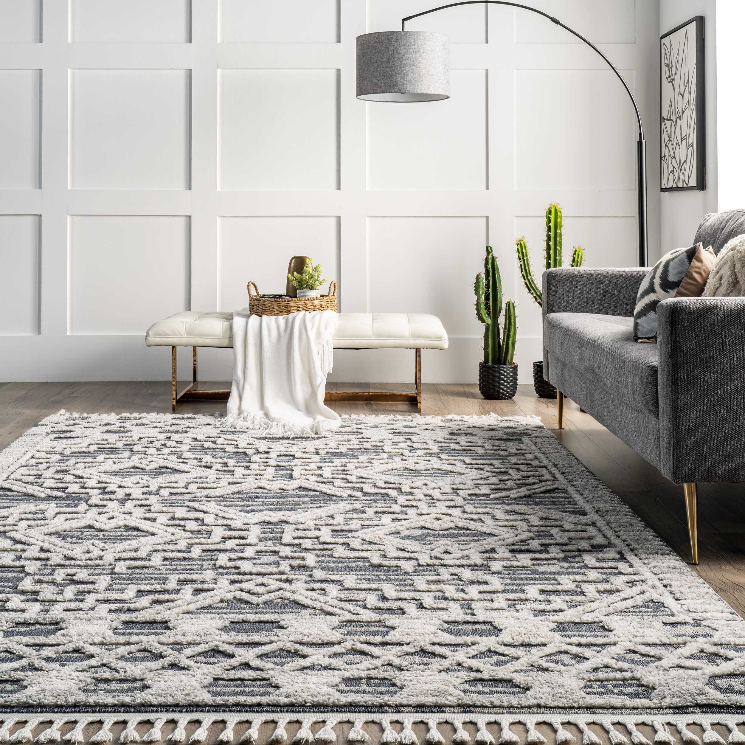 Frida Textured Moroccan Rug | Grey - Image 4
