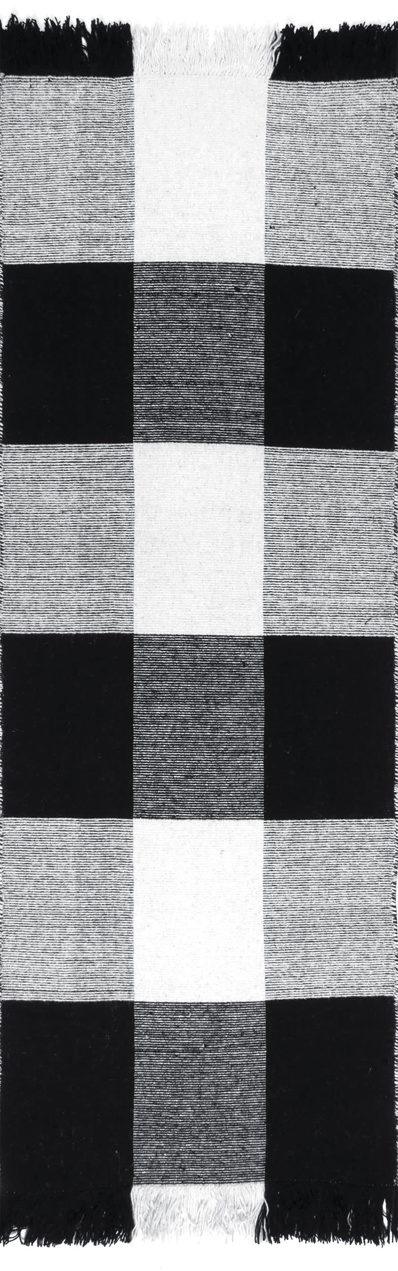 Fringed Plaid Rug | Black