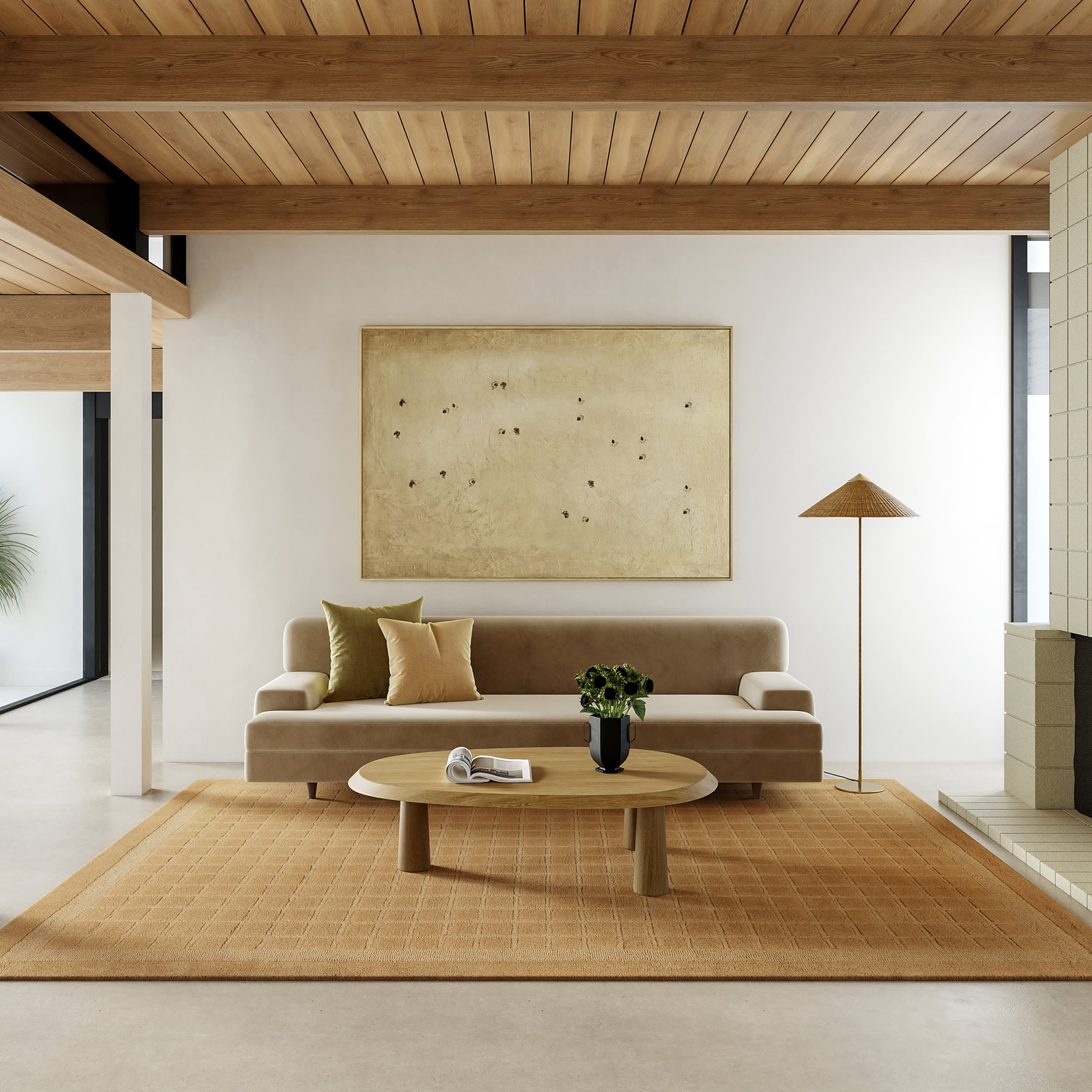 Fritz Checked Wool Rug | Golden Yellow - Image 9
