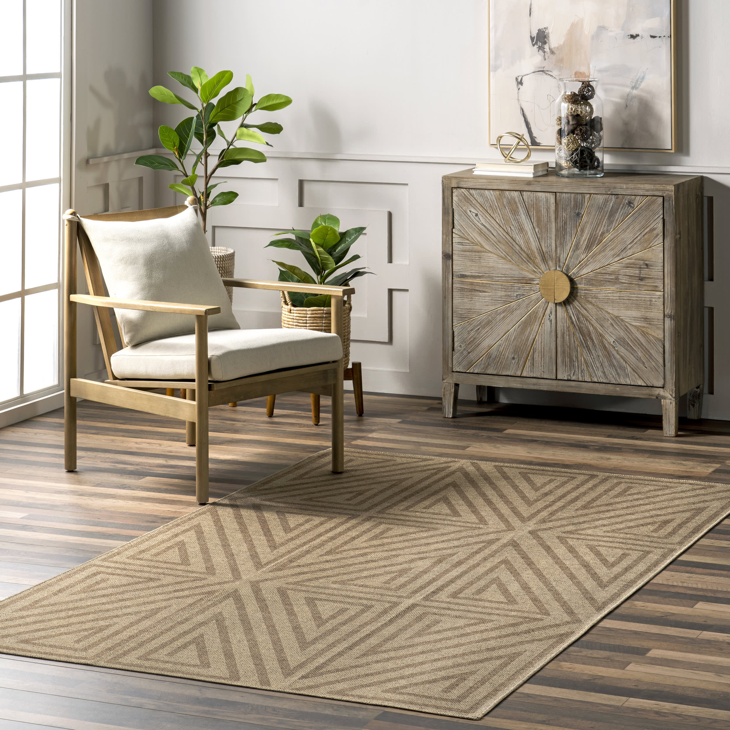 Gabriellia Easy-Jute Washable Maze Rug | Natural - Image 2