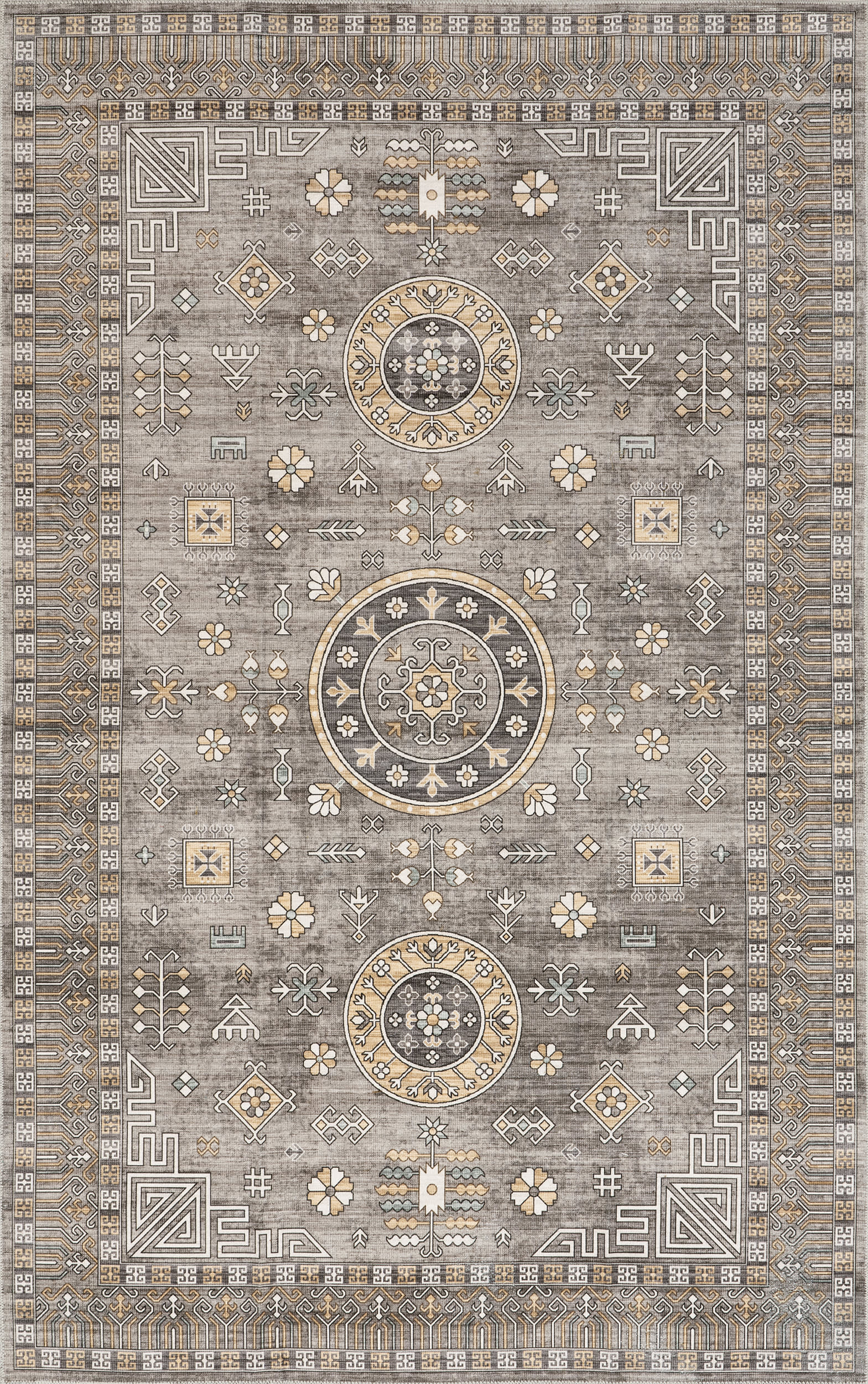 Gemma Washable Disks Rug | Brown
