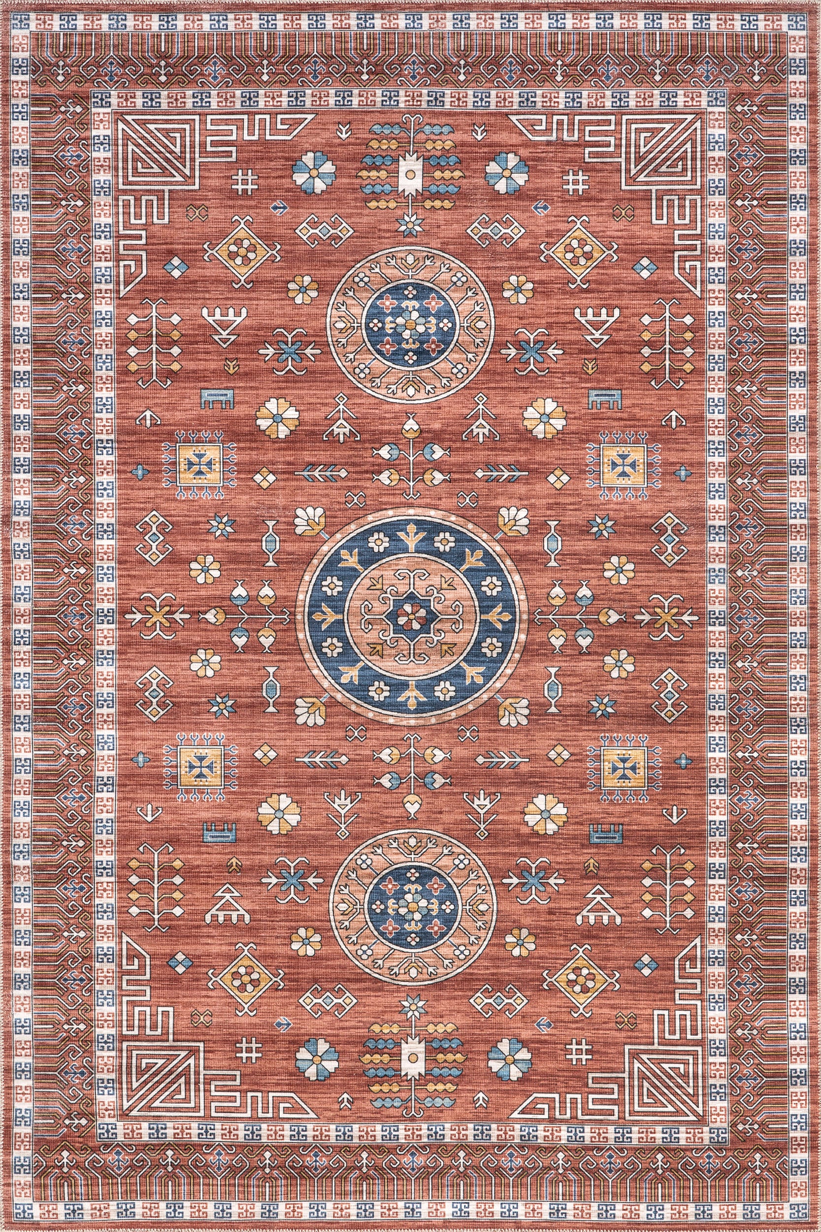 Gemma Washable Disks Rug | Red