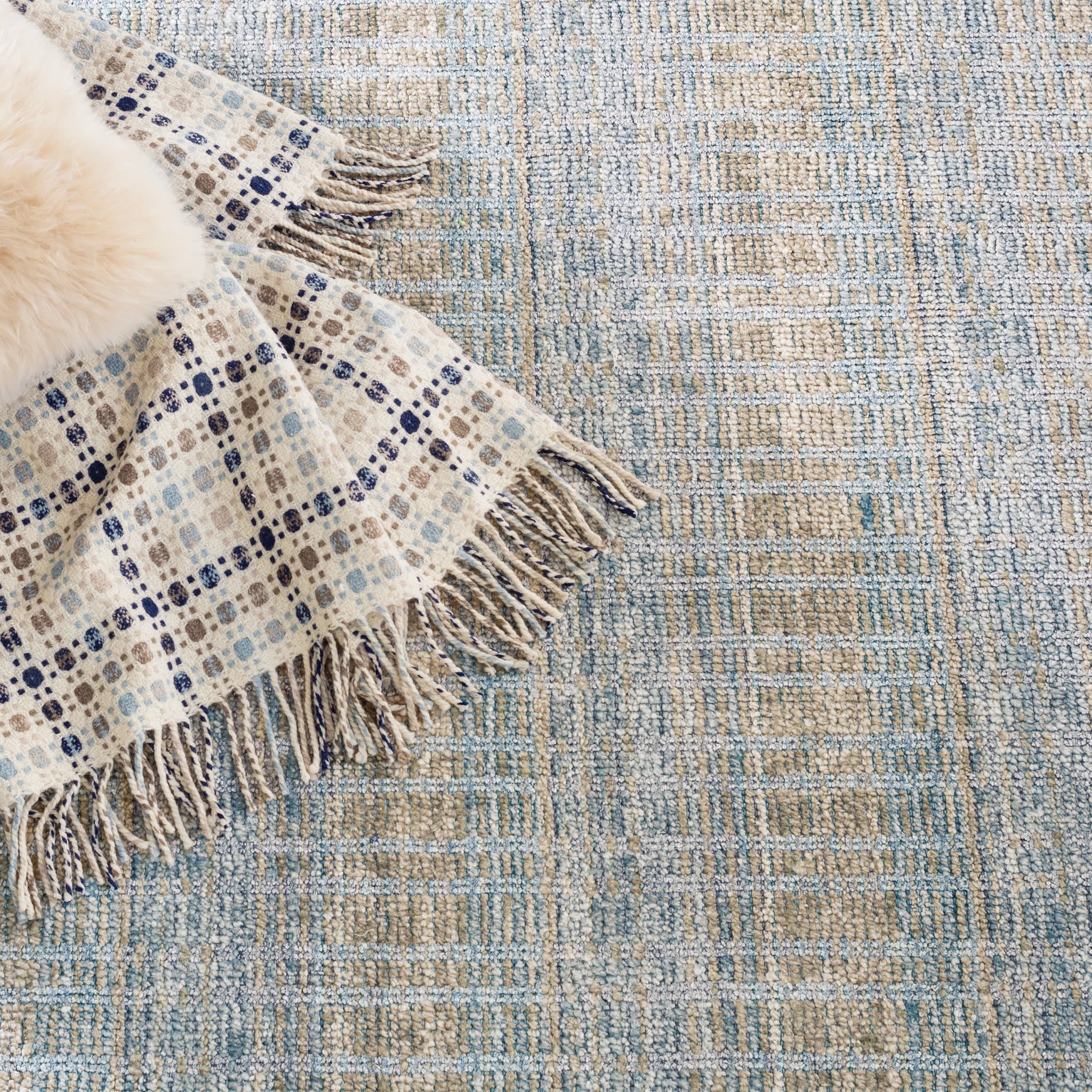 Geneva Handwoven Viscose/Cotton Rug | Blue - Image 2