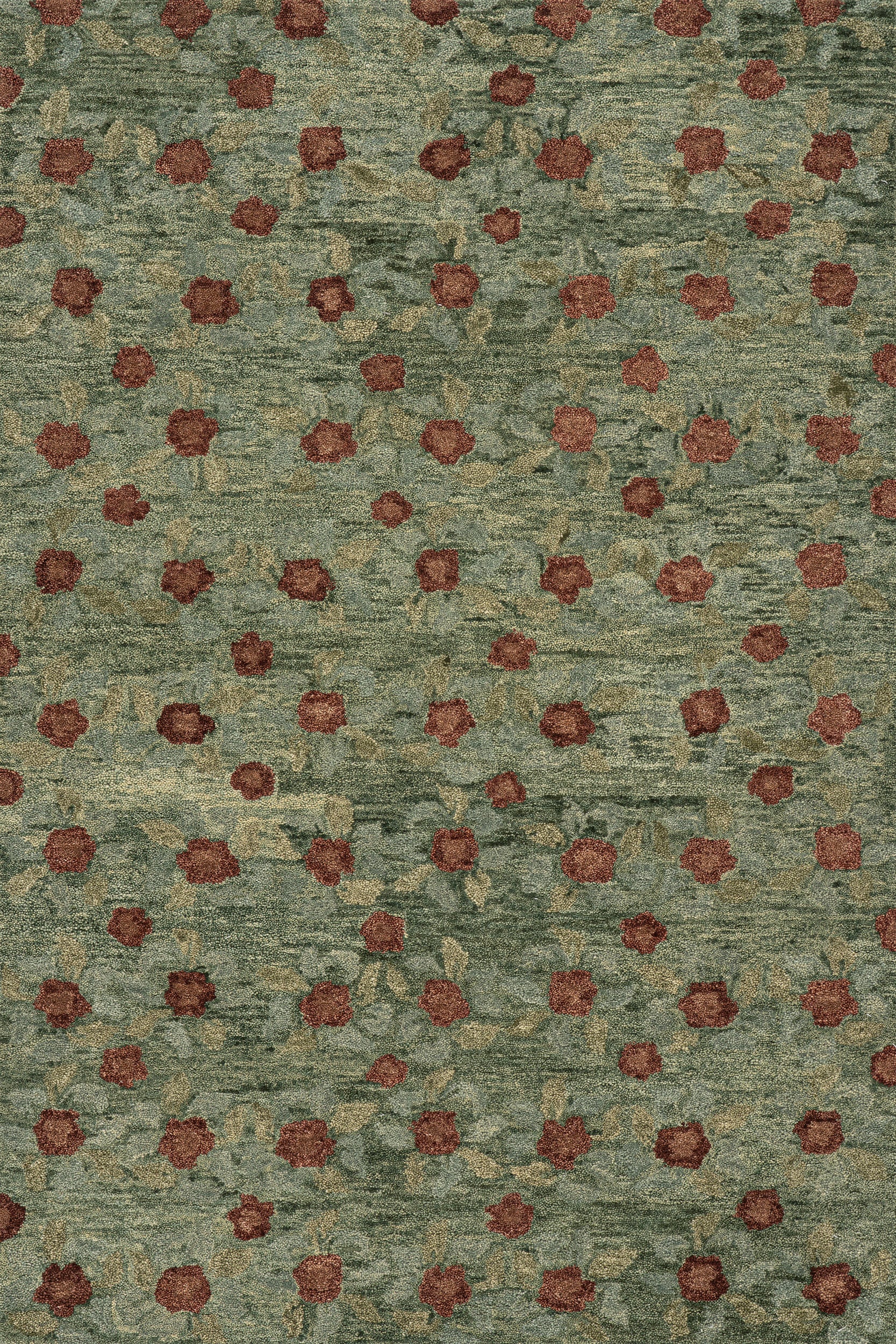 Genevive Modern Floral Wool Rug | Green