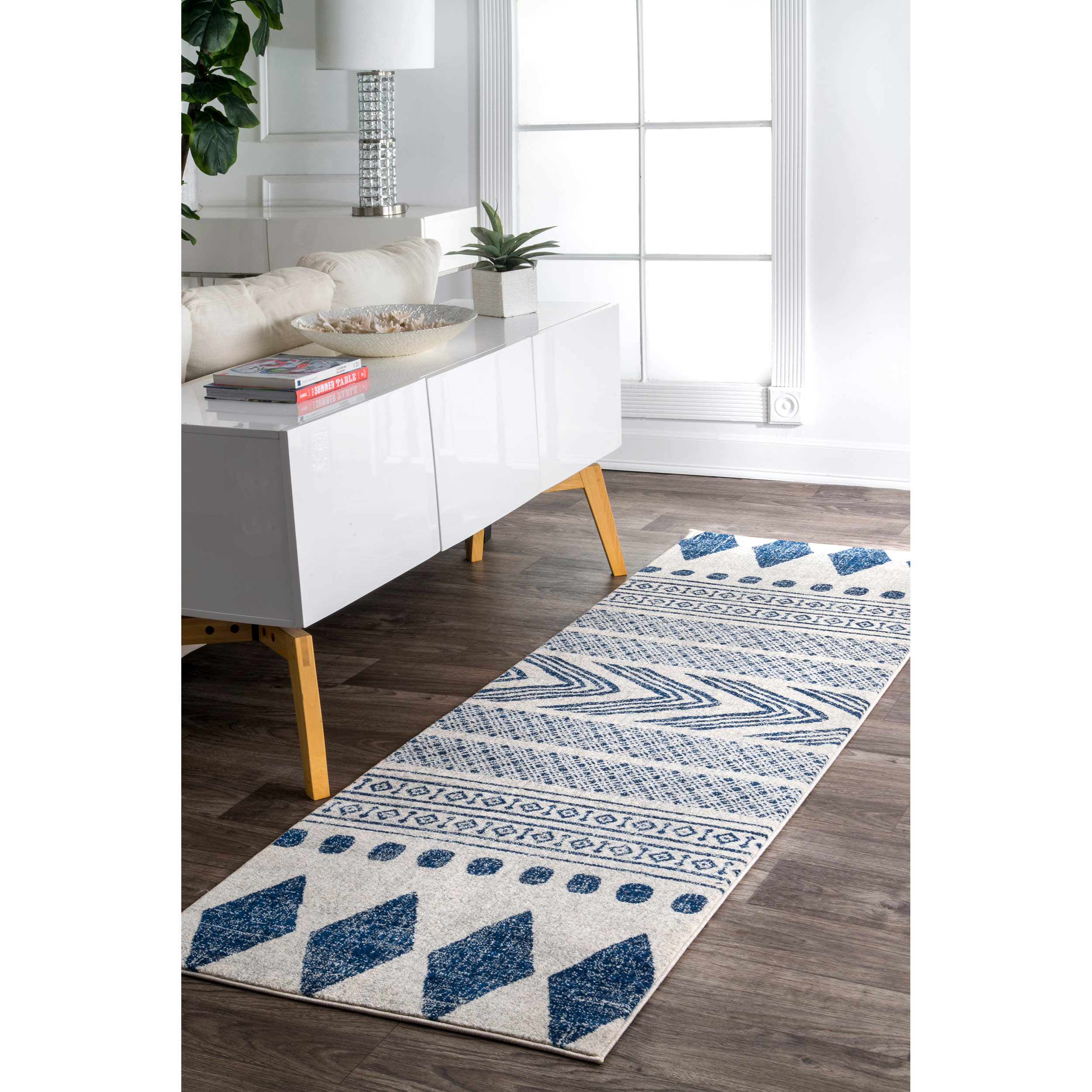 Geometric Banded Rug | Blue - Image 2