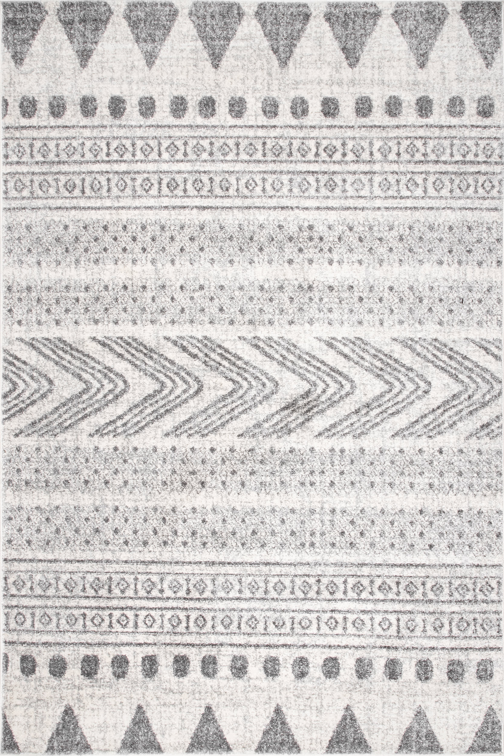 Geometric Banded Rug | Grey