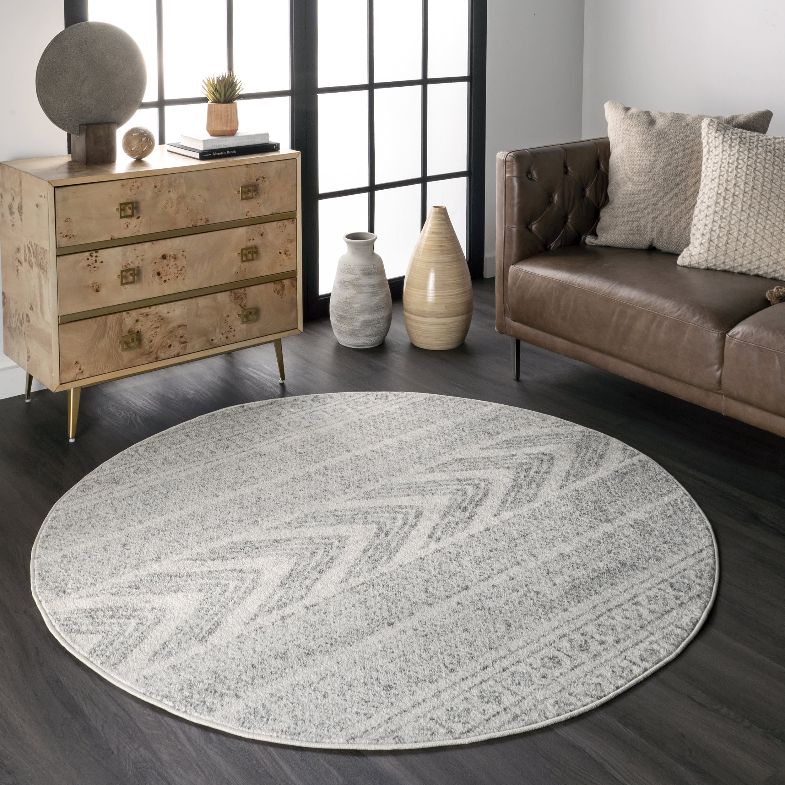 Geometric Banded Rug | Grey - Image 2