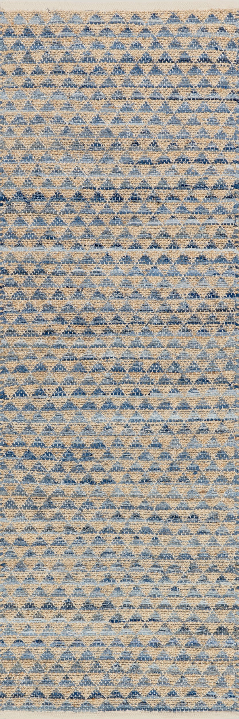 Geometric Rag Handwoven Jute Rug | Blue
