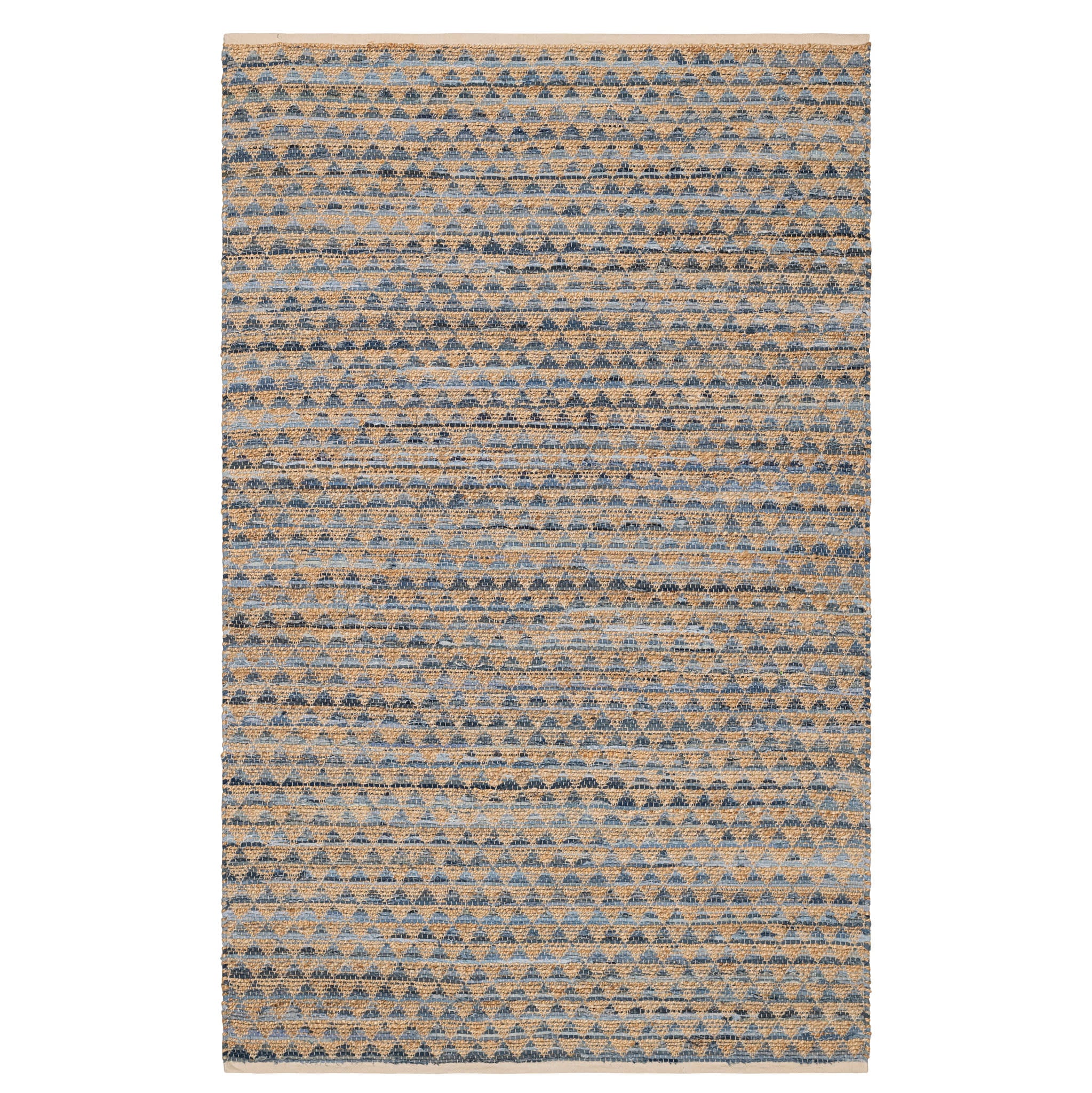 Geometric Rag Handwoven Jute Rug | Denim