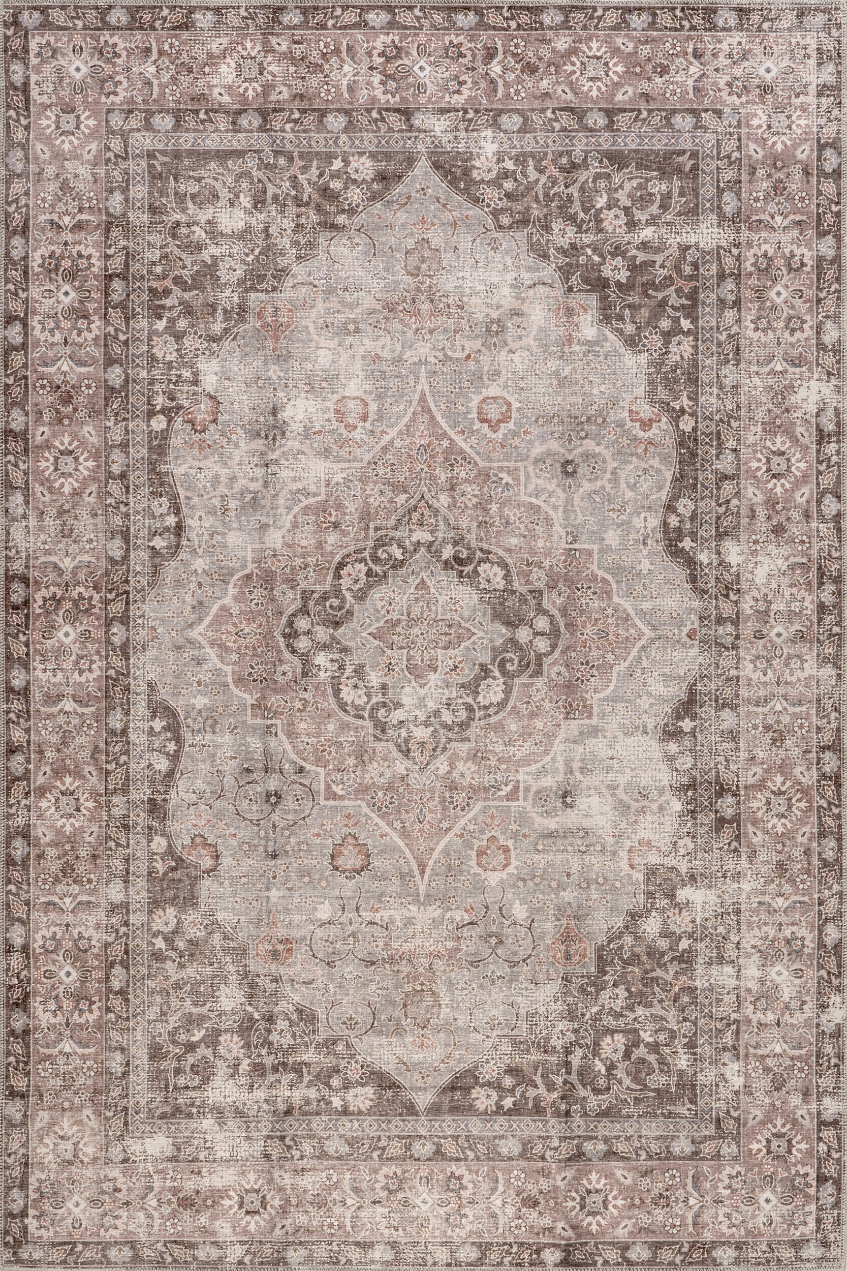 Gianna Blossom Spill Proof Washable Rug | Taupe