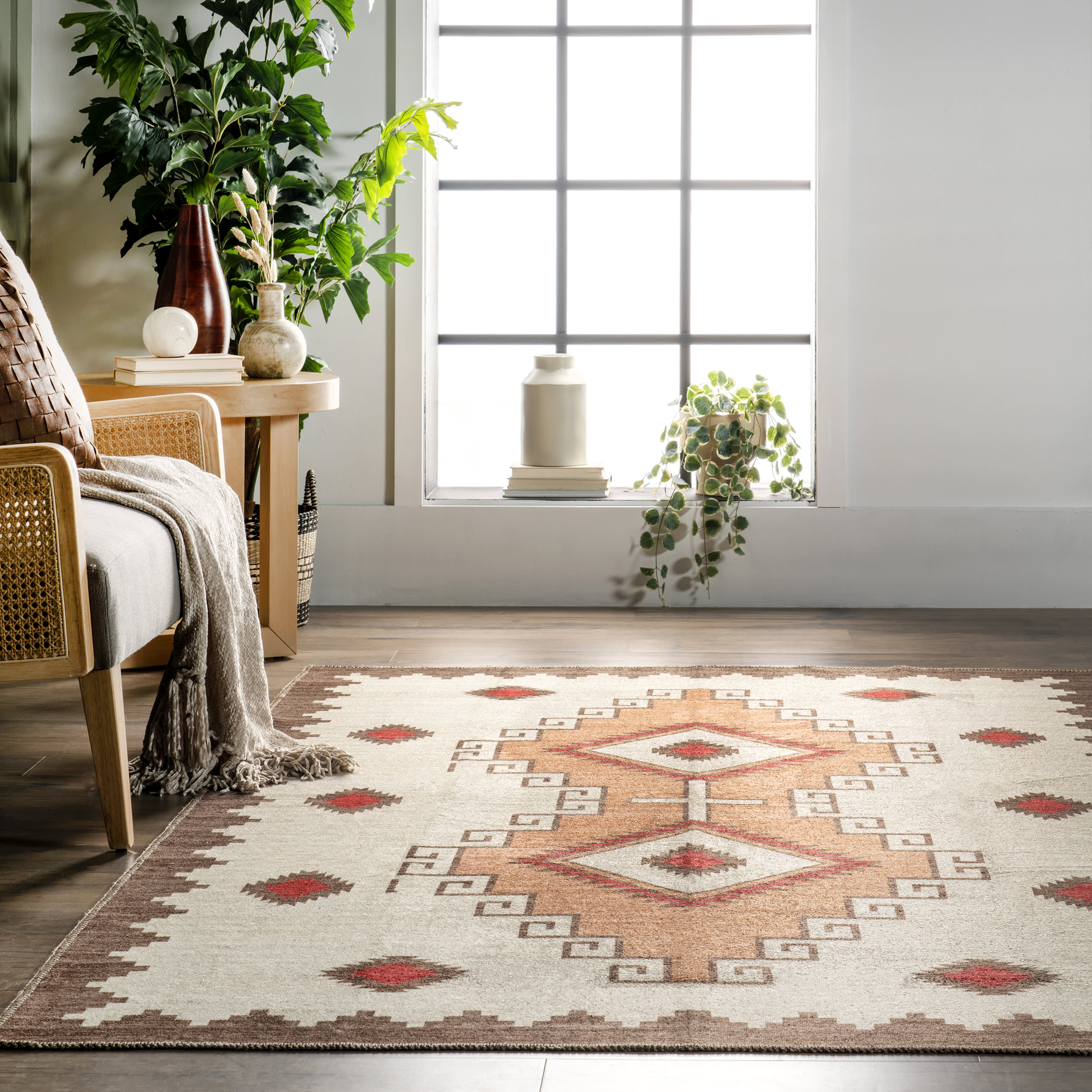 Ginny Washable Southwestern Rug | Ivory - Image 4