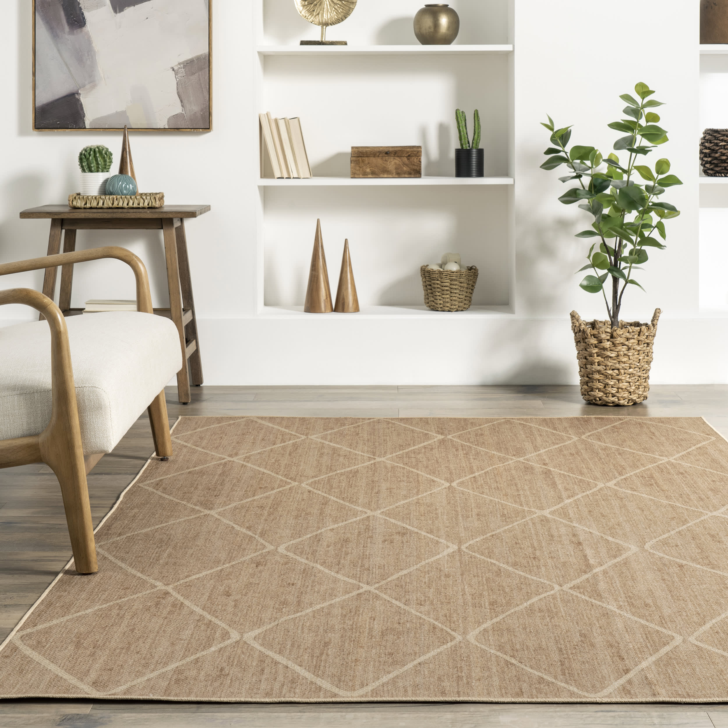 Giselle Easy-Jute Washable Trellis Rug | Ivory - Image 4