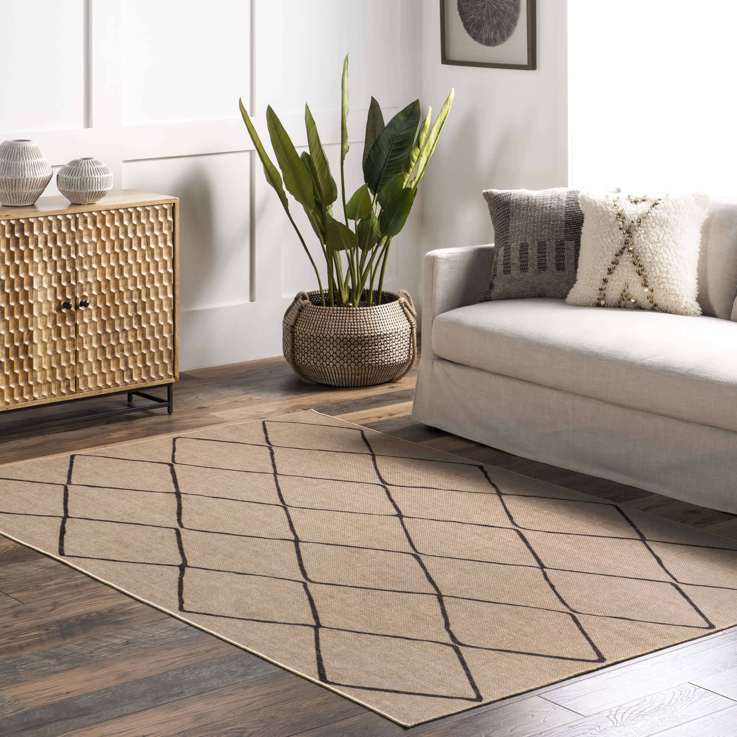 Giselle Easy-Jute Washable Trellis Rug | Natural - Image 2
