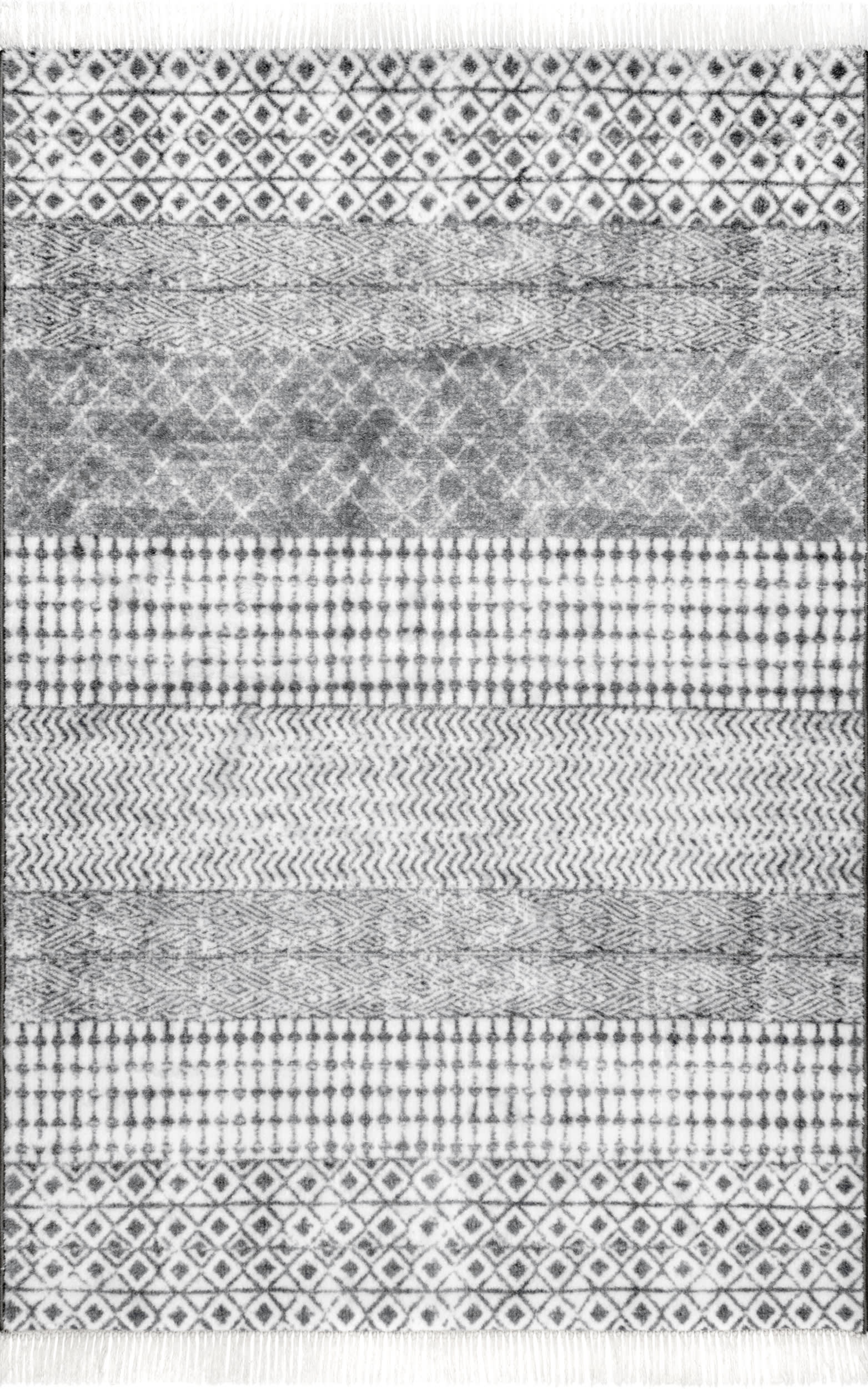Glen Striped Non-Slip Backing Rug | Grey