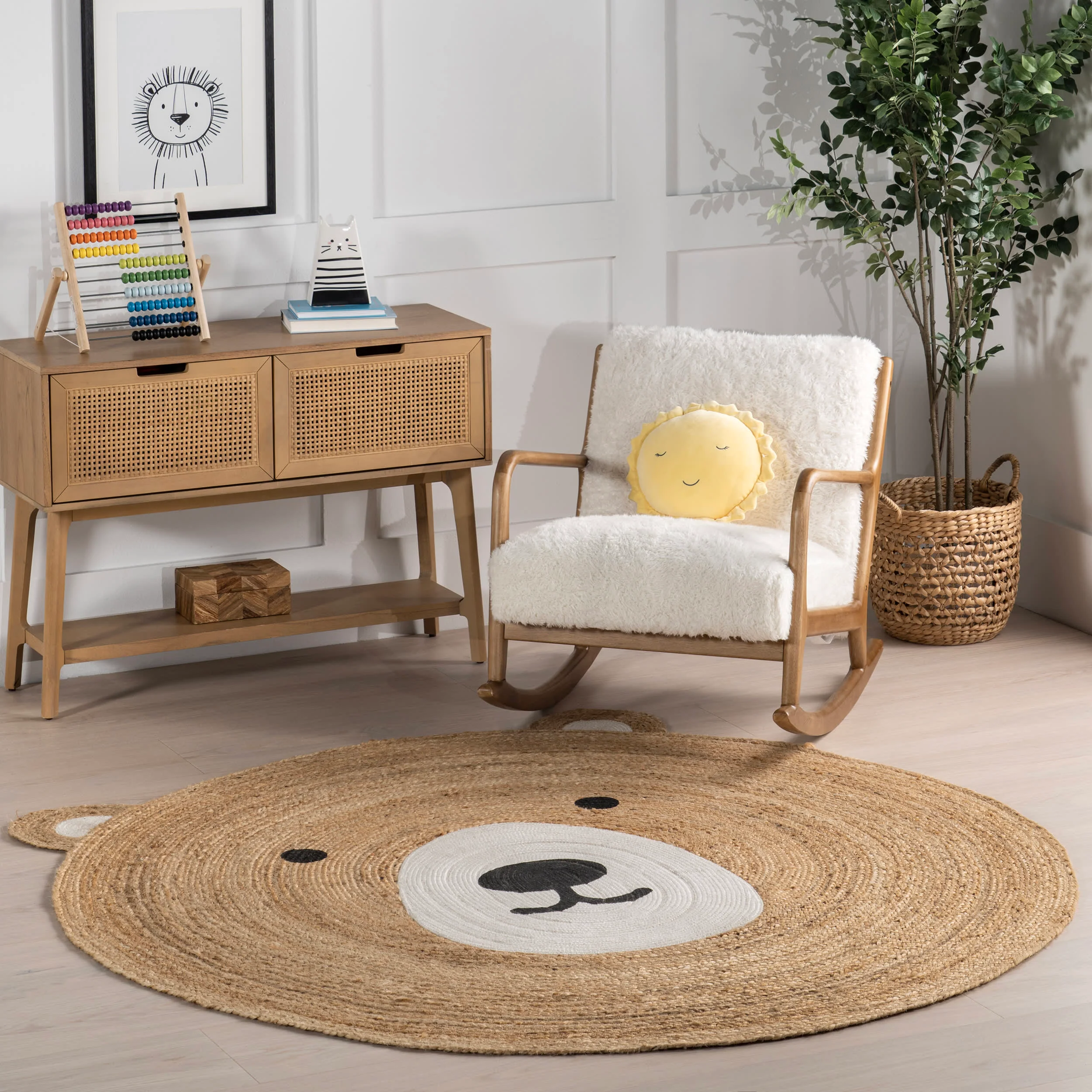 Goldie Bear Handwoven Kids Rug | Natural