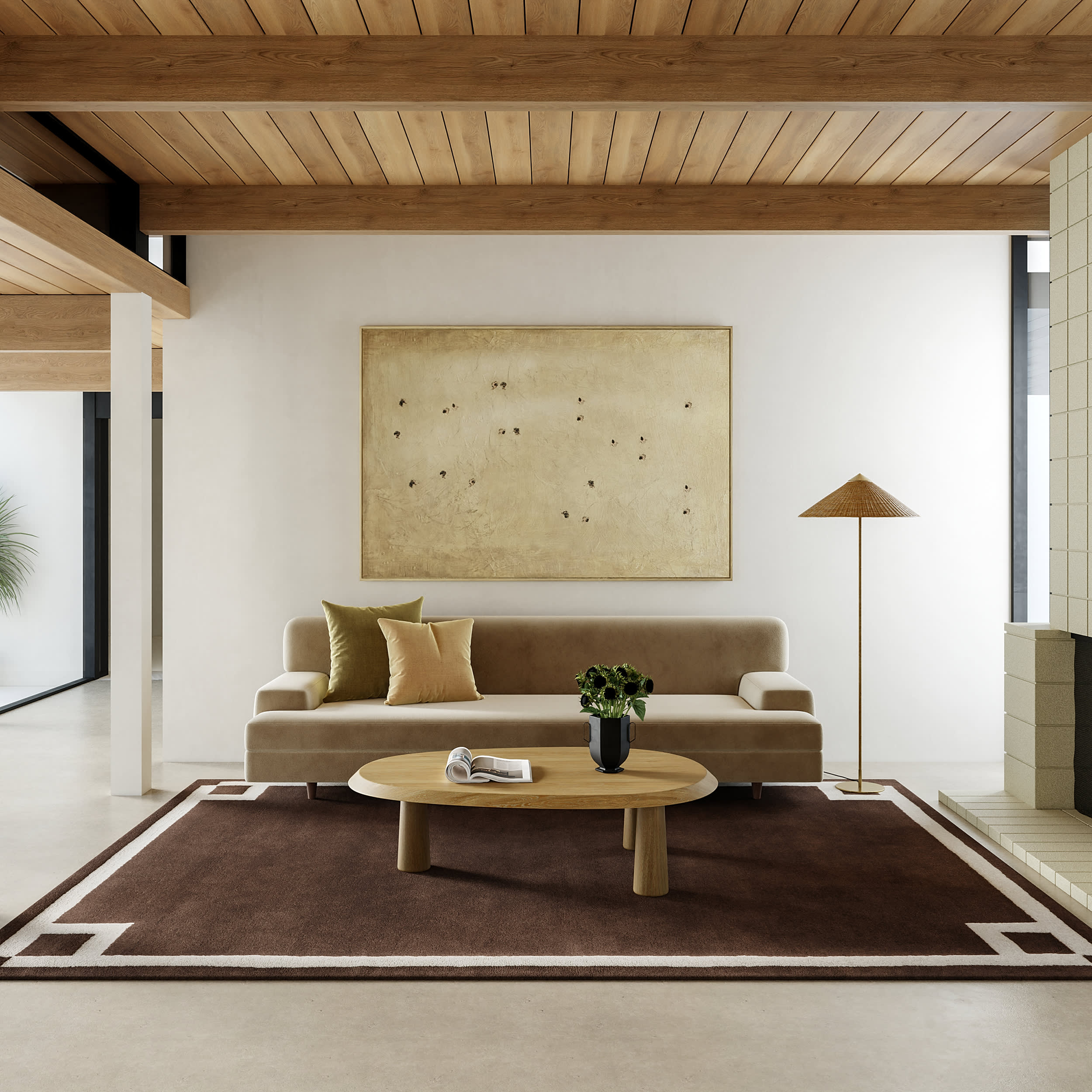 Grace Bordered Wool Rug | Brown - Image 10