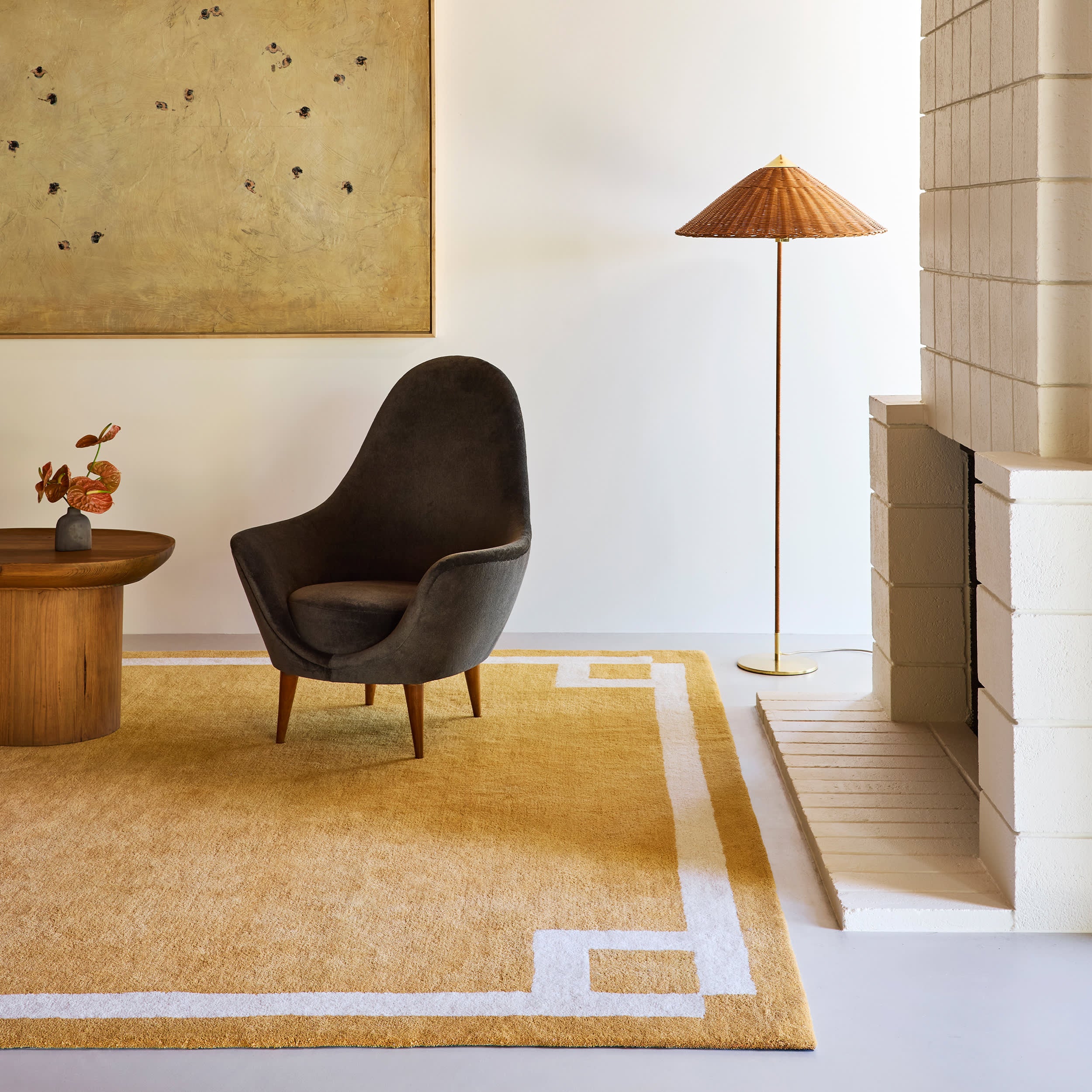 Grace Bordered Wool Rug | Golden Yellow - Image 2